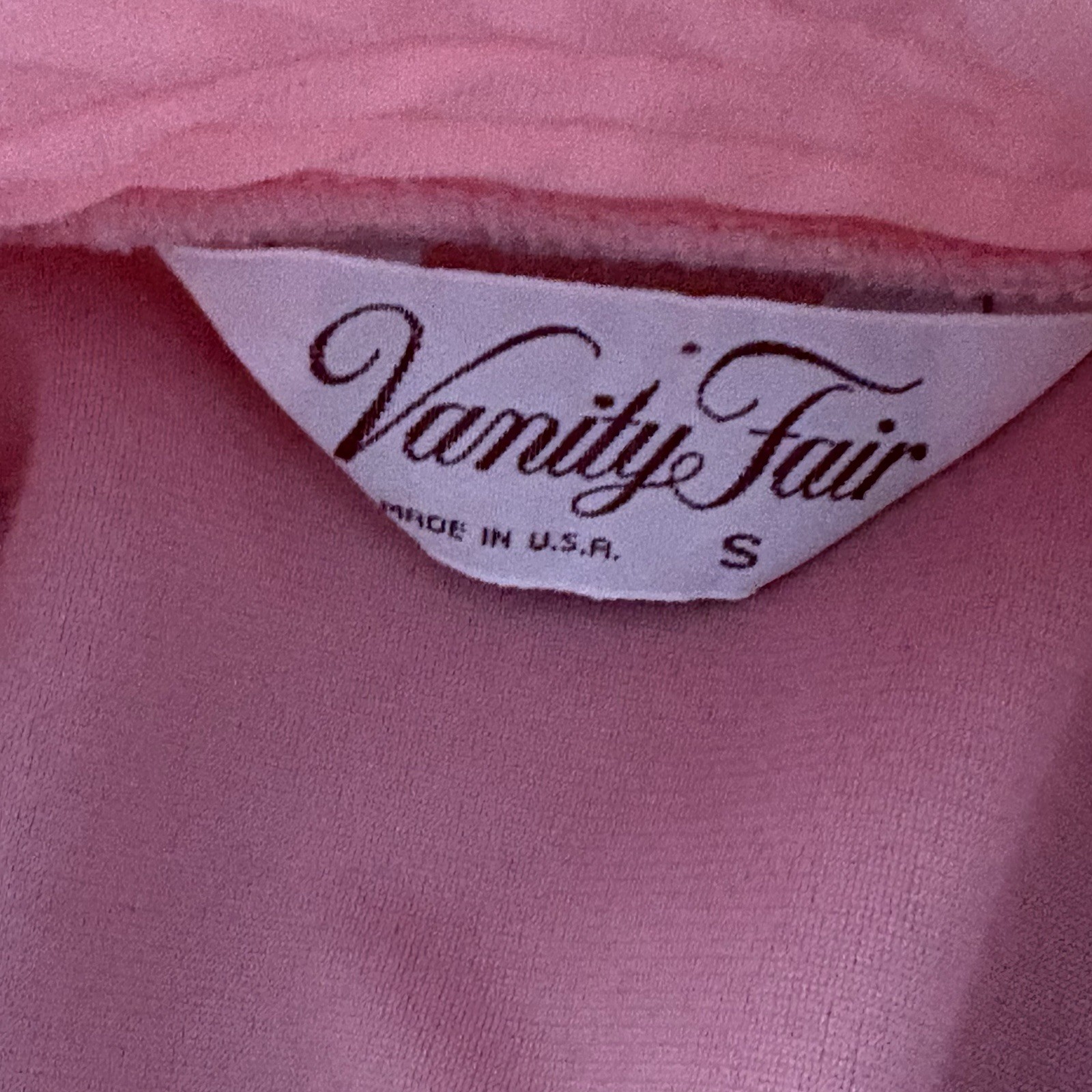 Vtg Vanity Fair Sz S Dacron Polyester Robe Pink Zipper Lounger Pocket Grannycore
