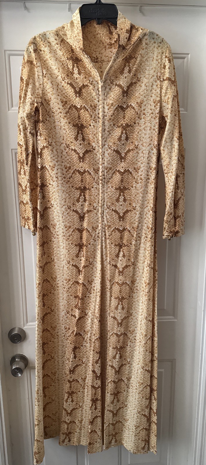 Vintage B Cohen I. Magnin Maxi Dress Caftan in Metallic Python Snakeskin Print