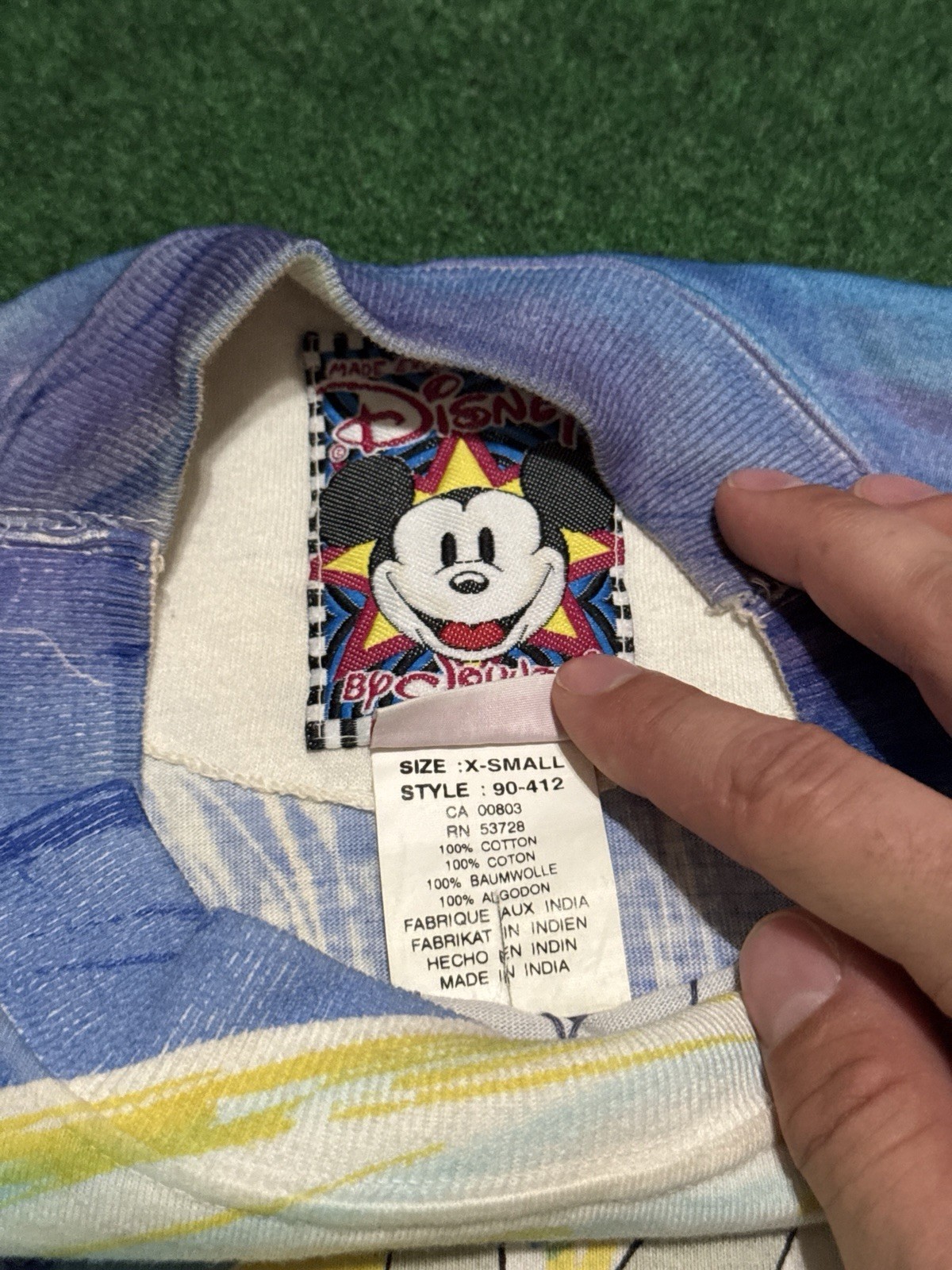Disney JouJou Shirt XS AOP Peter Pan Tinkerbell 90s Neverland RARE 90s Vintage
