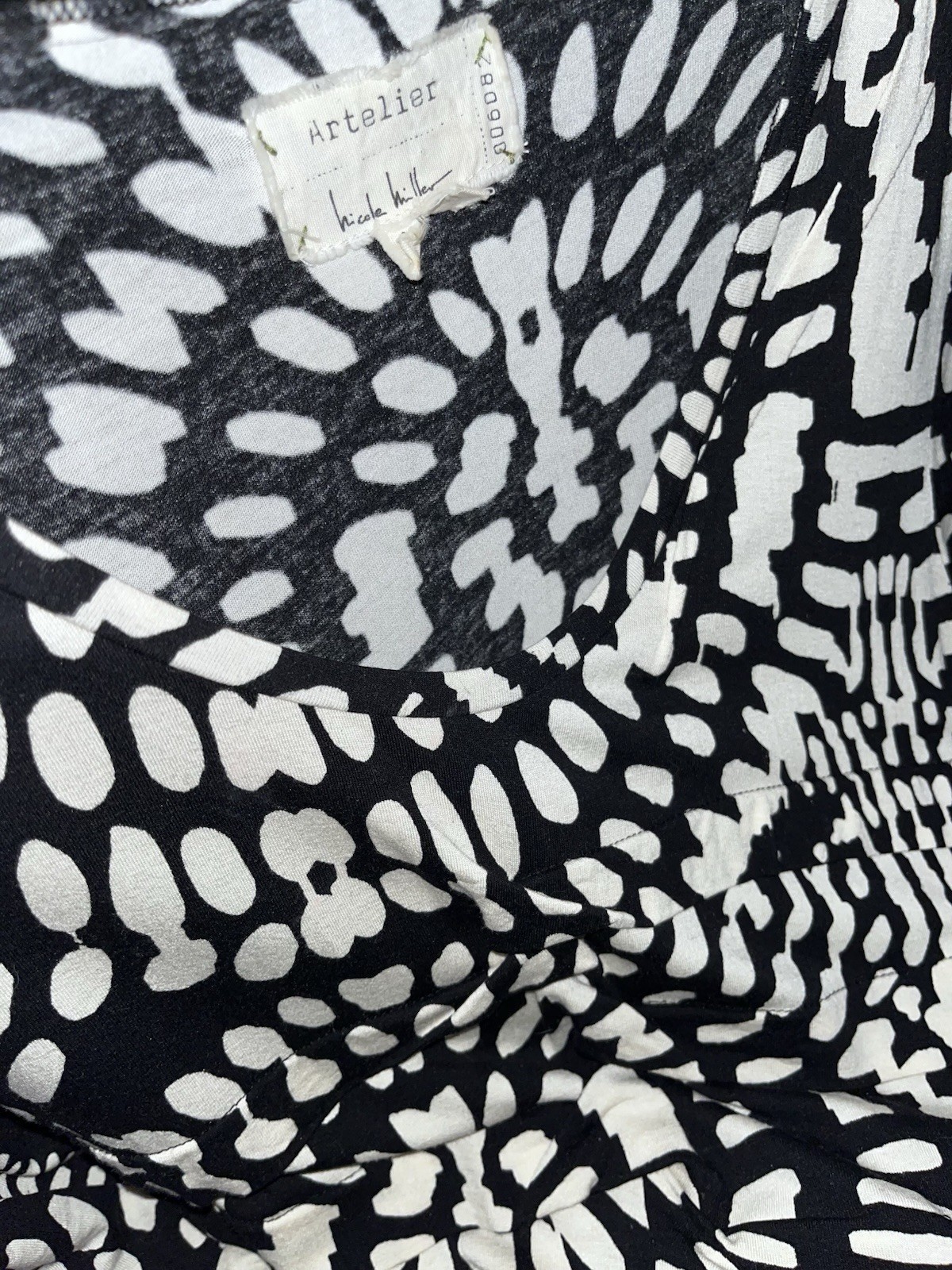 Nicole by Nicole Miller Women’a SIZE SMALL , 3/4 Sleeve Black/white Dress Rayon
