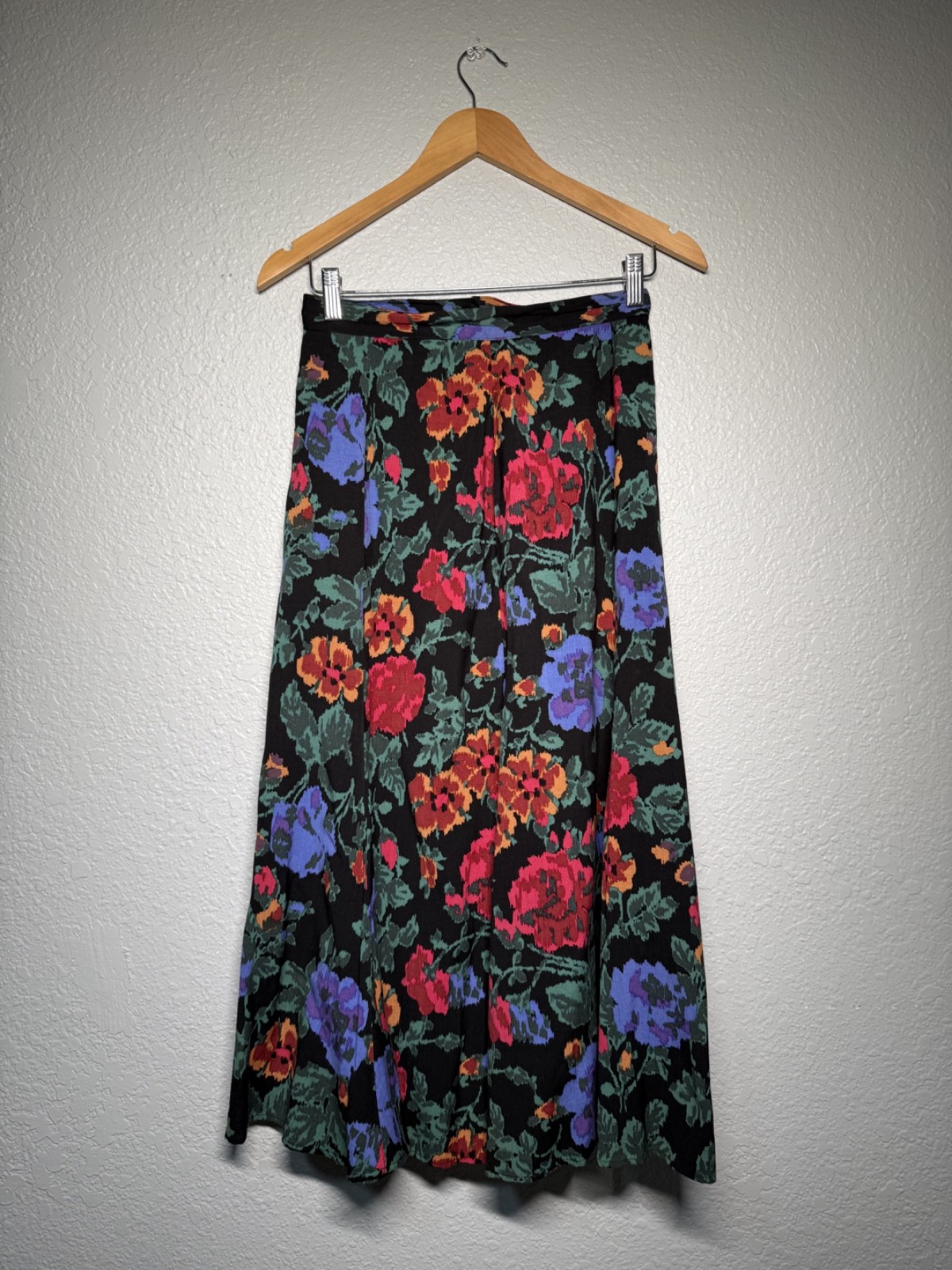 vintage 90s cottagecore y2k black floral soft maxi festival skirt