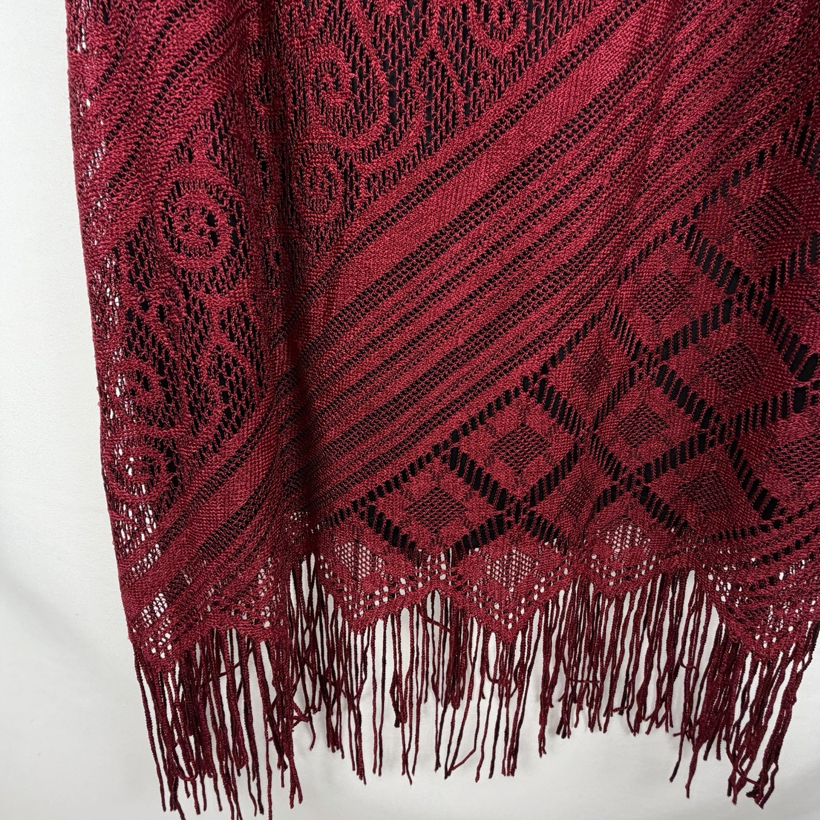 VTG Harlow Dresses Sz 12 Sleeveless Red Black Lace Fringe Flapper Dark Romantic