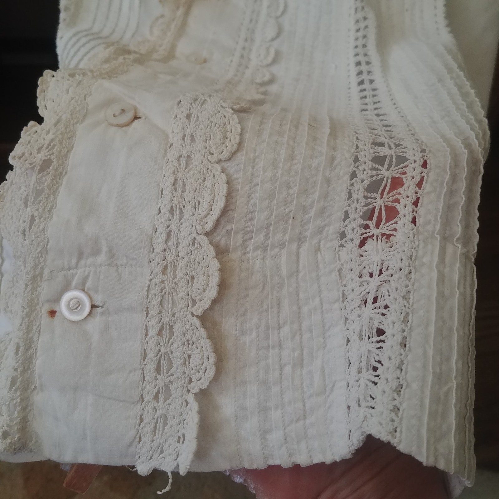 Antique Edwardian Victorian Cotton Lace Dressing Gown Robe Long Sleeve