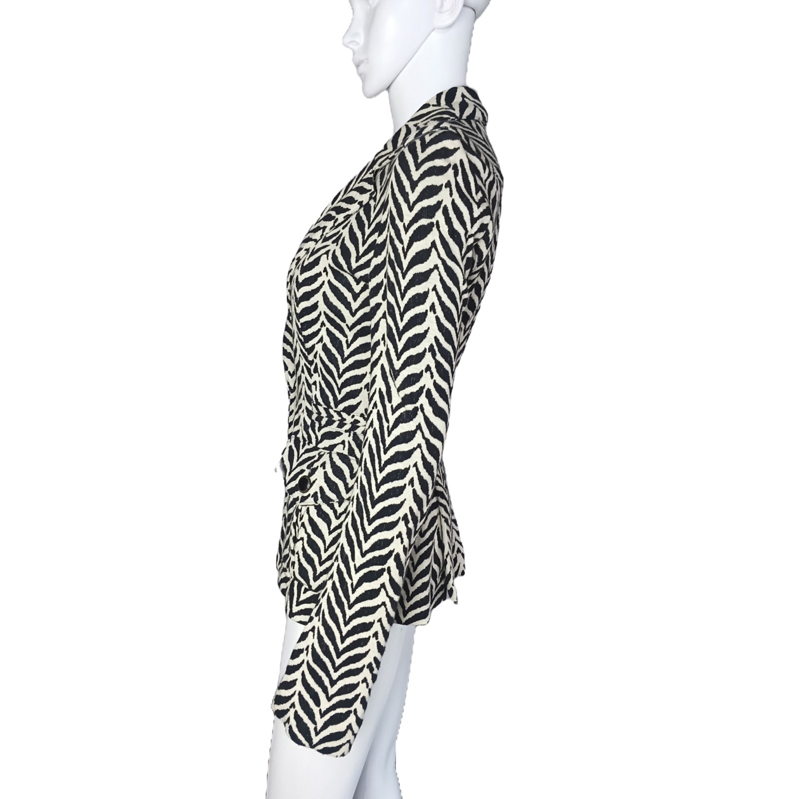 VTG DIANEvonFURSTENBERG ROCKAJILLY Black Brown Cream Zebra/Chevron Blazer W Sz 2