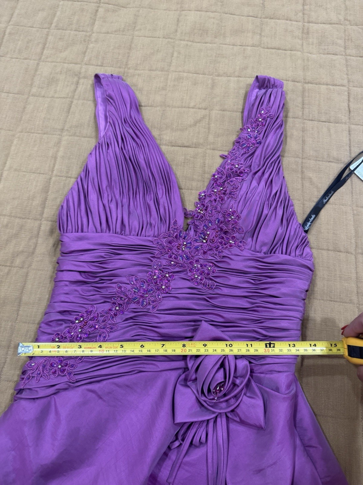 NWT Vintage Interlude USA Beaded Flower Purple Mini Evening Dress Size 6 Small