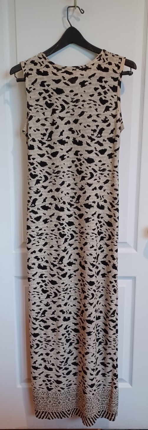 VINTAGE PLEAT PLEAT BY RAFAEL SLEEVELESS MAXI DRESS ABSTRACT/TRIBAL PRINT SMALL