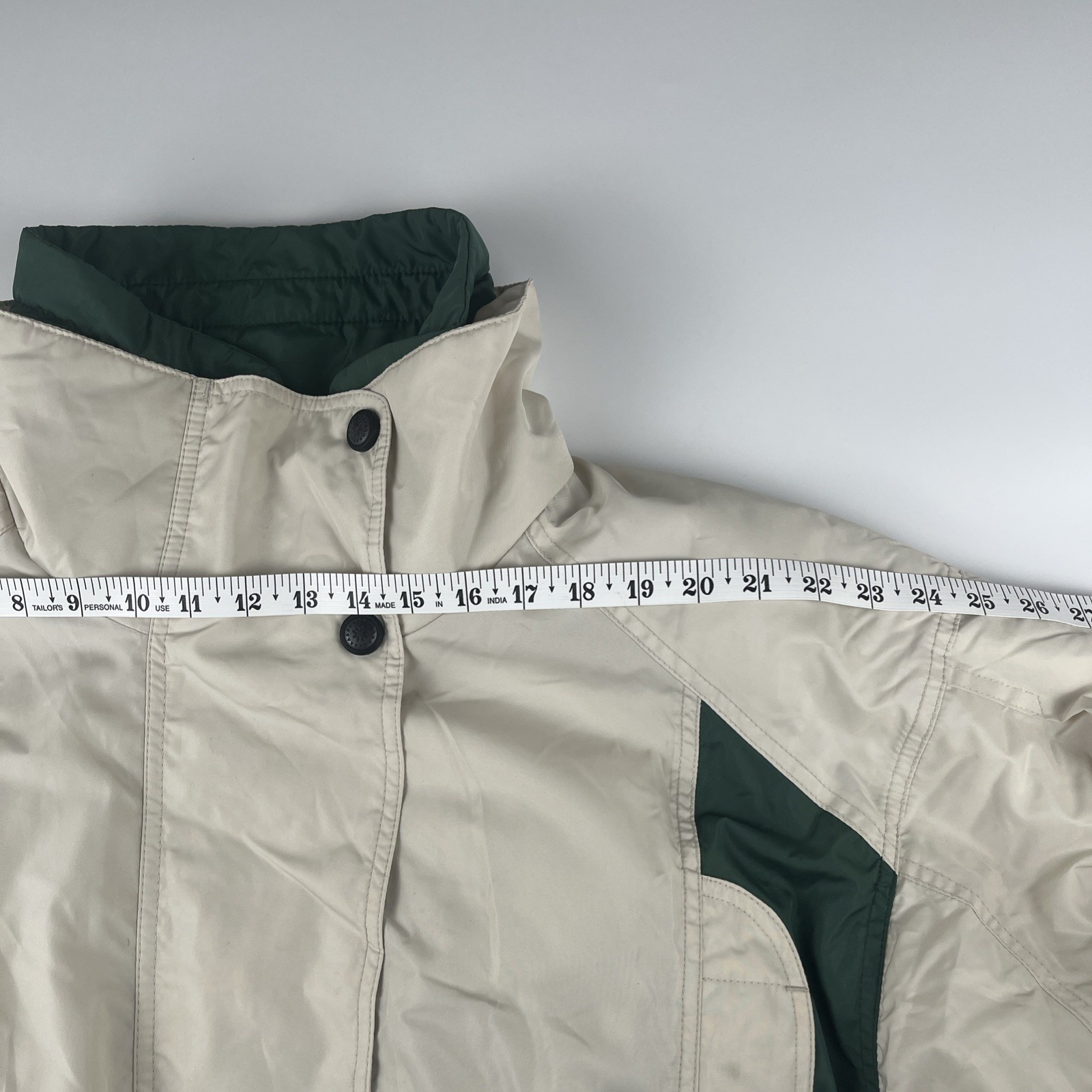 Vintage 90s Columbia Micro-Tex Ski Jacket Women’s XL Colorblock Cream Green