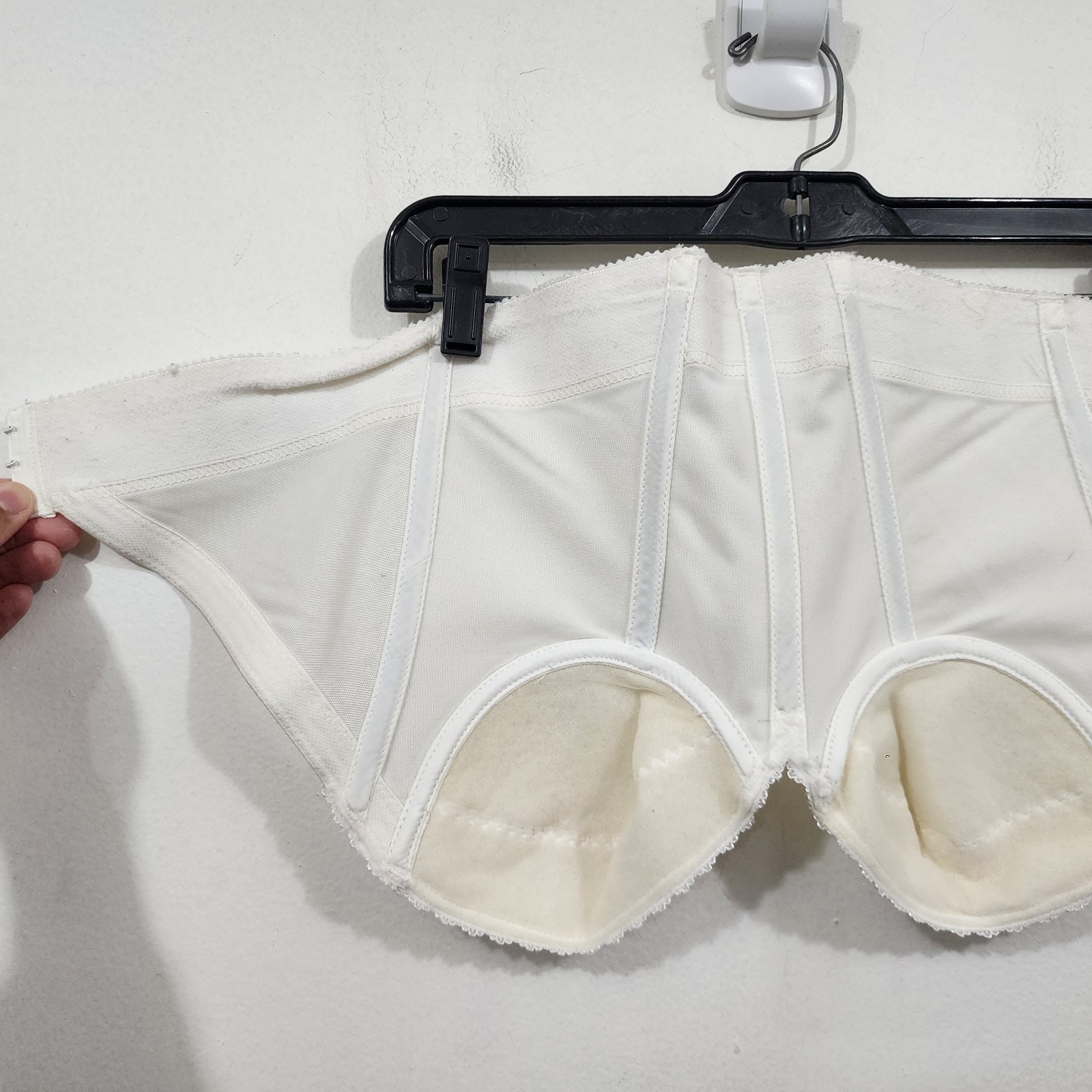 Vtg Backless by Smoothie Strapless Longline Bustier Bra Boned Low Back Ivory 36A