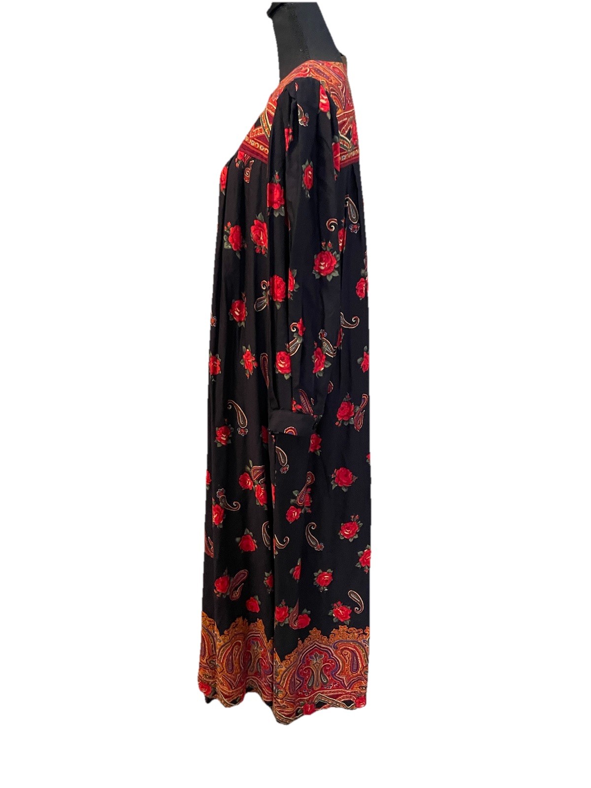 VTG Ruth Norman New York Maxi Caftan Large Paisley Floral Boho Prairie Cottage