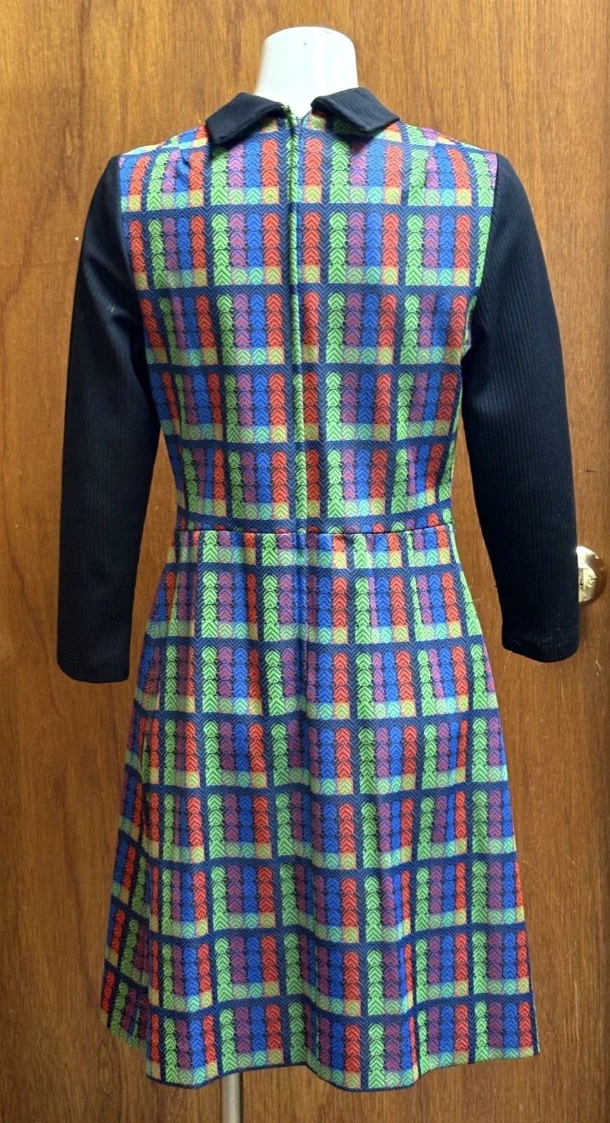 Vintage 70s Mod GoGo Geo Rainbow Print Pinafore Jumper Dress by It’s Better 16