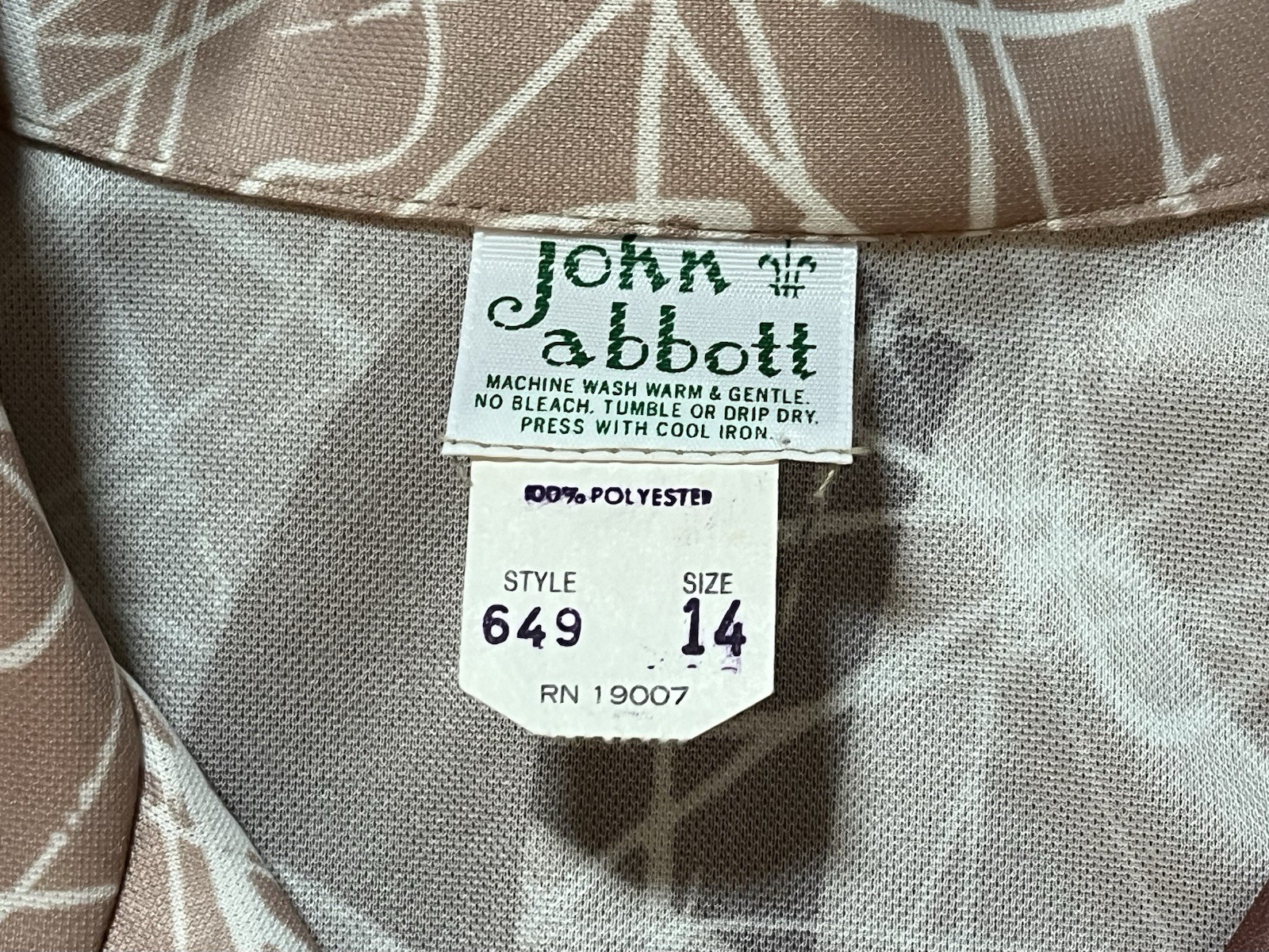 VTG John Abbott 60-70s Blouse Short Sleeve-Button Shirt RETRO-Abstract-14 L-XL