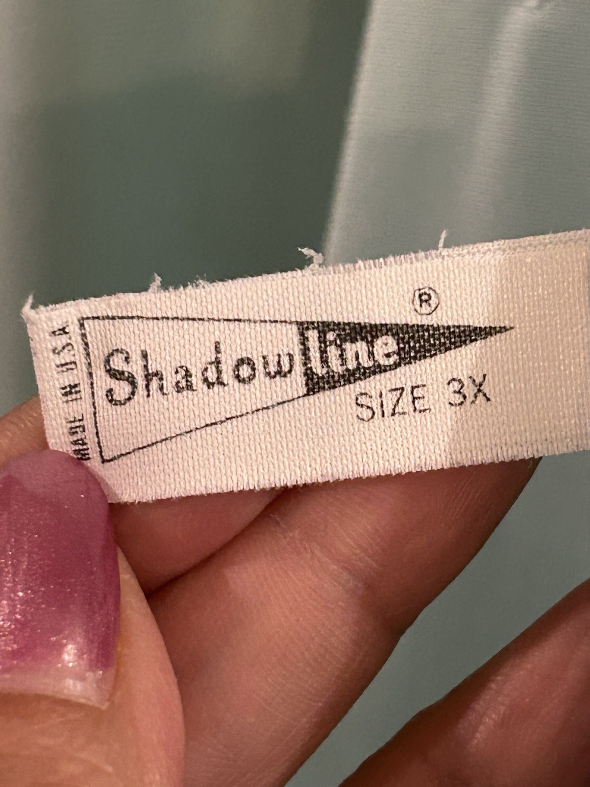 VTG Shadowline Robe Womens 3X Seafoam Lace Trim Long Sleeve Button Front Pockets