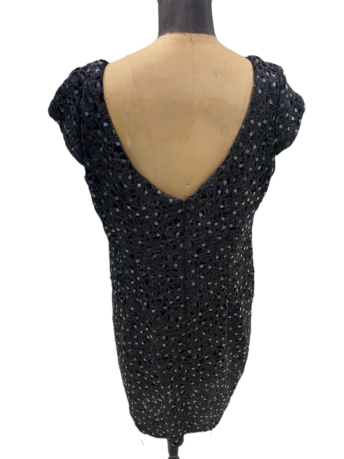 Vintage Adrianna Papell Sequined Black Evening Dress 14W