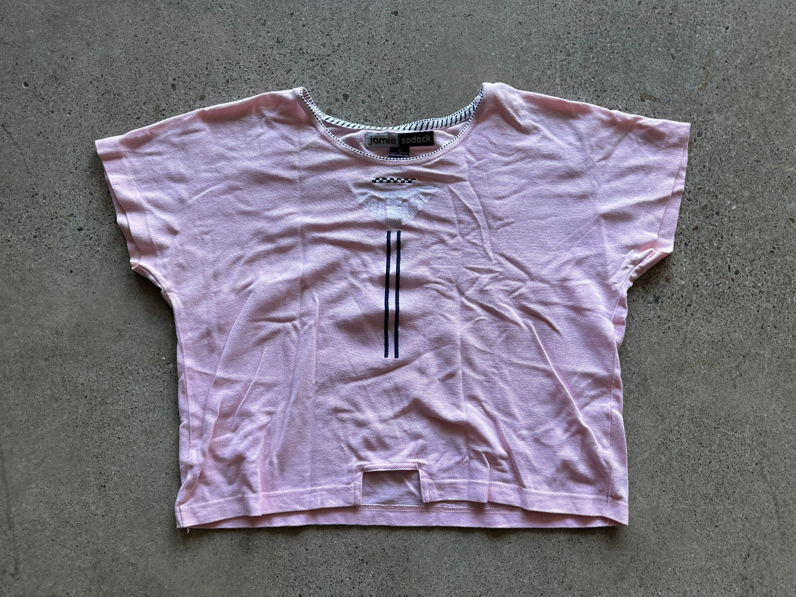 Vintage 1990s Jamie Sadock Pink Cotton Embroidered Cropped Top Size M