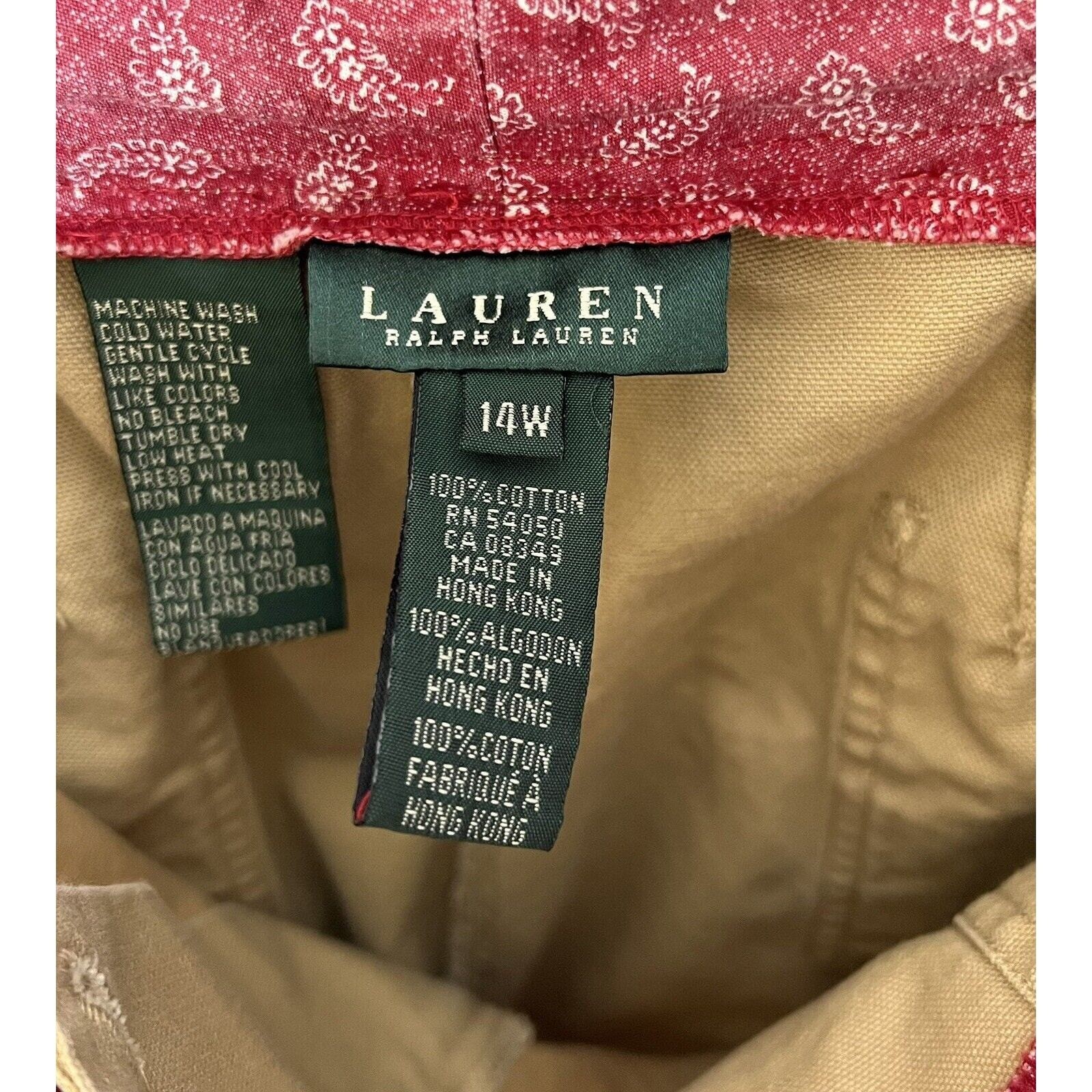 LAUREN Ralph Lauren Wide Leg Trouser Pants Womens Size 14W Khaki Tan VINTAGE