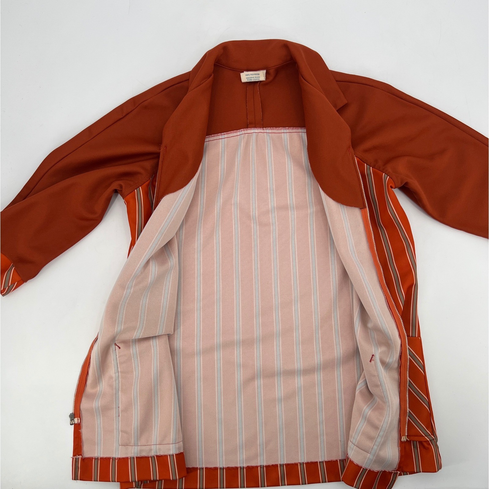 Vintage 60s 70s Fast Food Employee Uniform Smock Rust Striped Size S