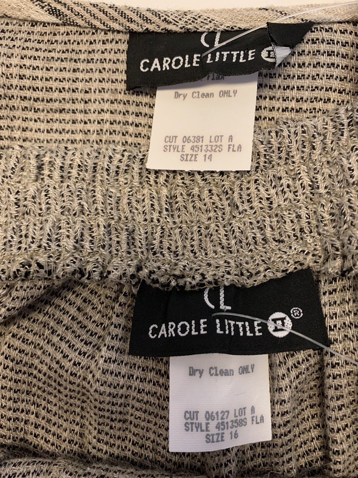 Vtg Carol Little Tunic & Short Set Rayon Flax Menswear Mix 14/16 NEW Made USA
