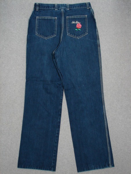 QI13443 VINTAGE 1970s HIGH WAIST CLASSIC FIT WOMENS JEANS 28×30 DARK BLUE