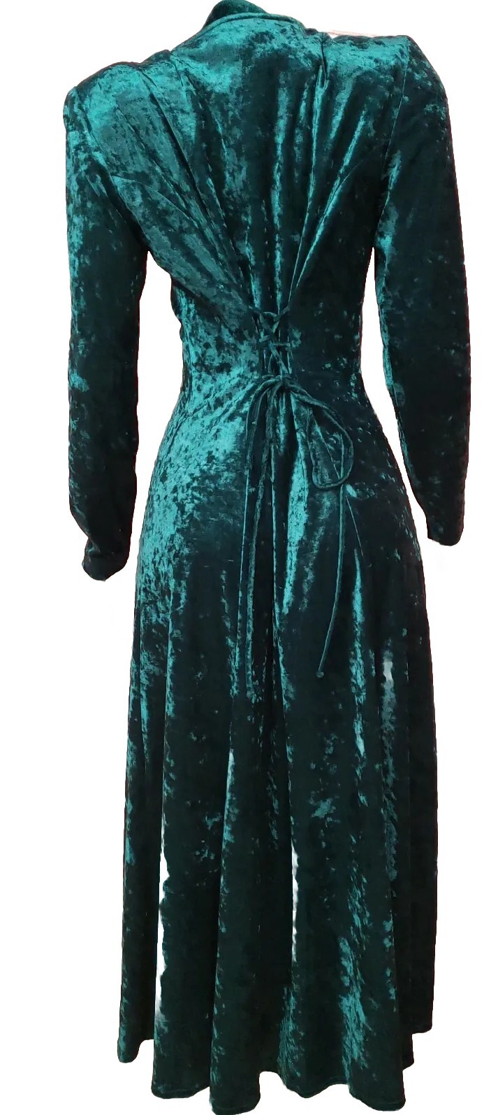 Brett Alixander Victorian Style Vintage Velvet Green Dress Womens Midi Sz 10 #C