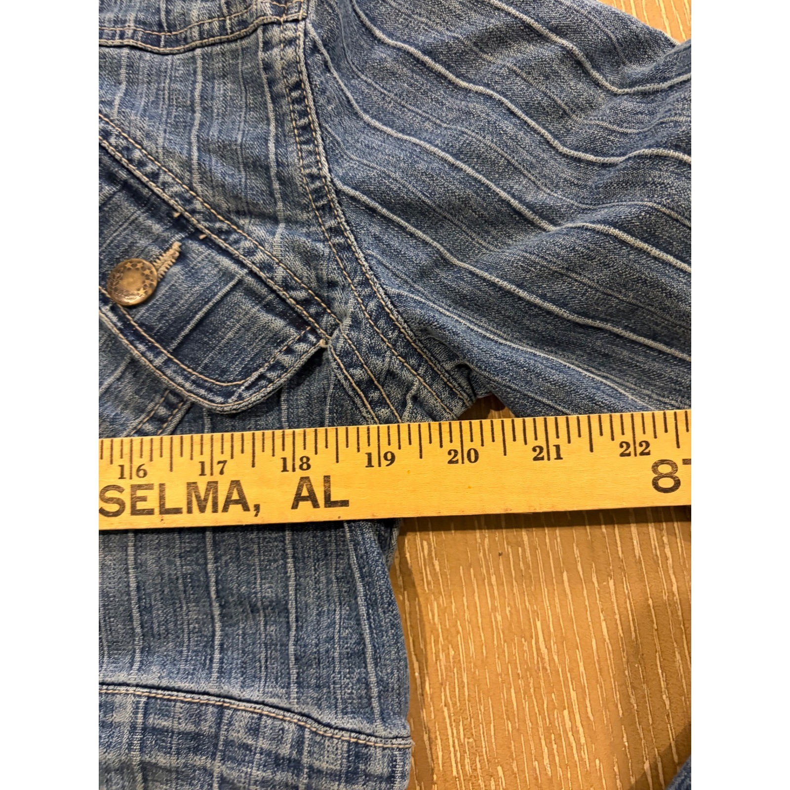 Jazzie Y2K Denim Crop Jacket Button Front XL Womens Blue Long Sleeve 00s