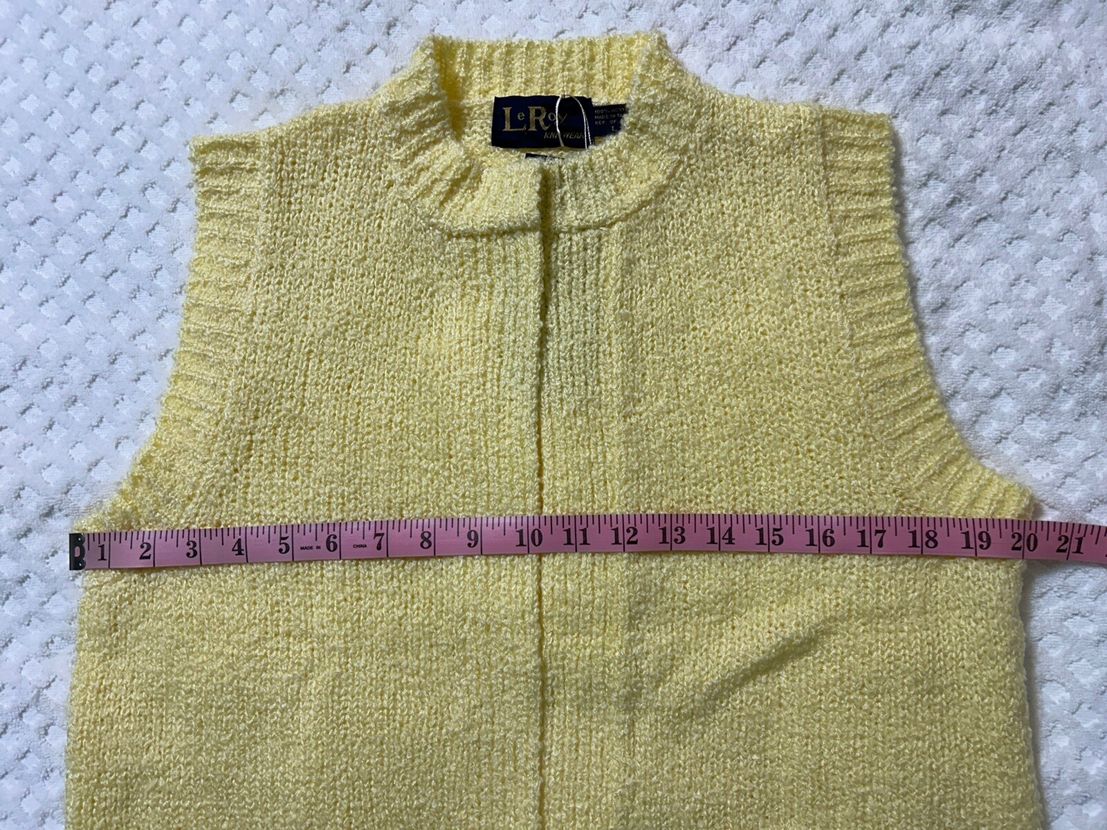Vtg.? Nwt Le Roy Knitwear Sz.L Open Front Sweater Vest Pastel Yellow