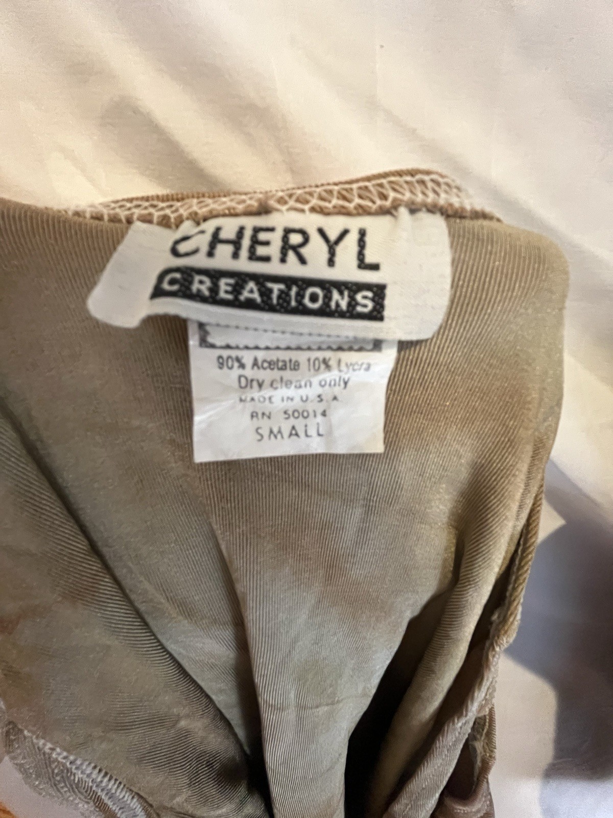 Cheryl Creations Women’s Tank Top Beige Brown Small 90% Acetate 10% Lycra