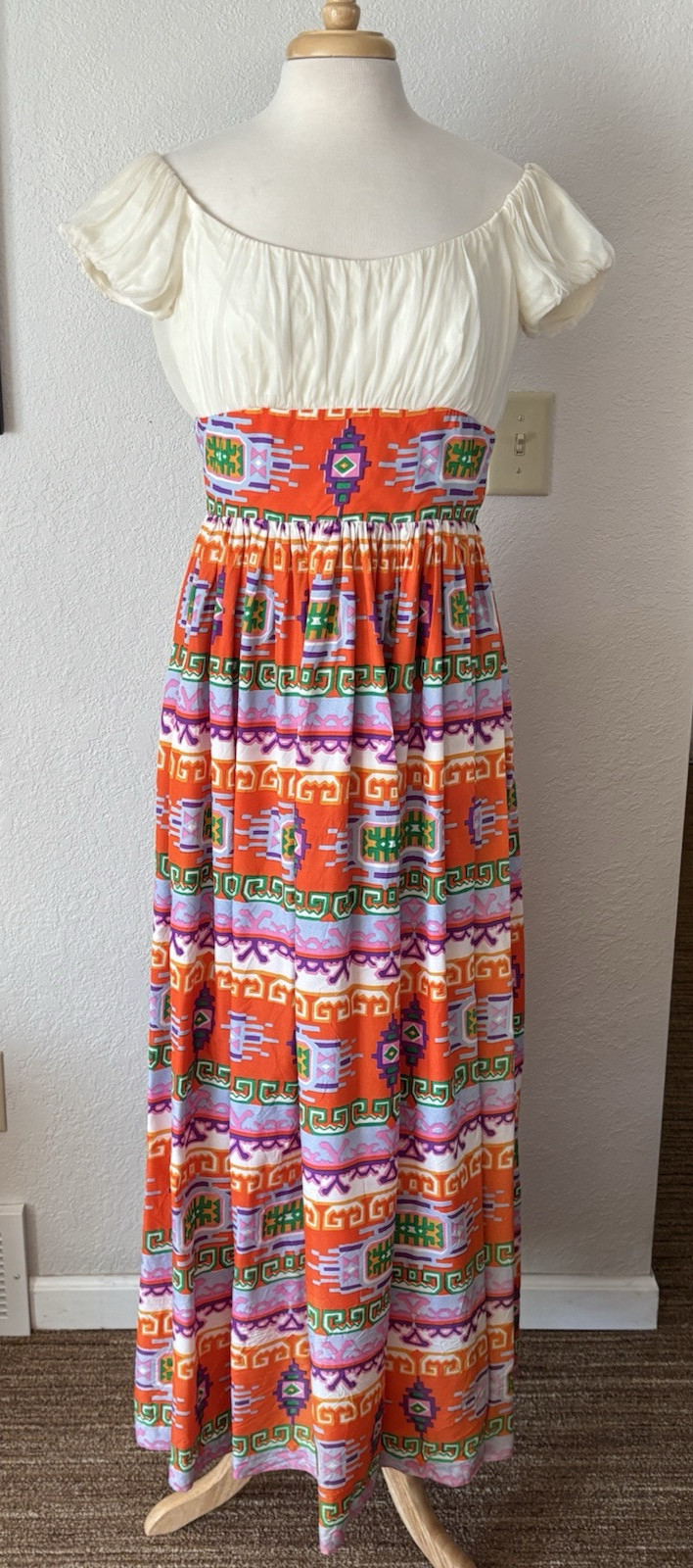 Vintage 1960’s/70’s Geometric Maxi Dress Small