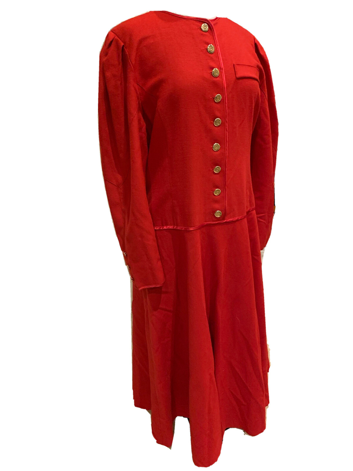 VTG Louis Feraud Long sleeves Red Wool/ Cashmere Midi Dress ( Size 14 )