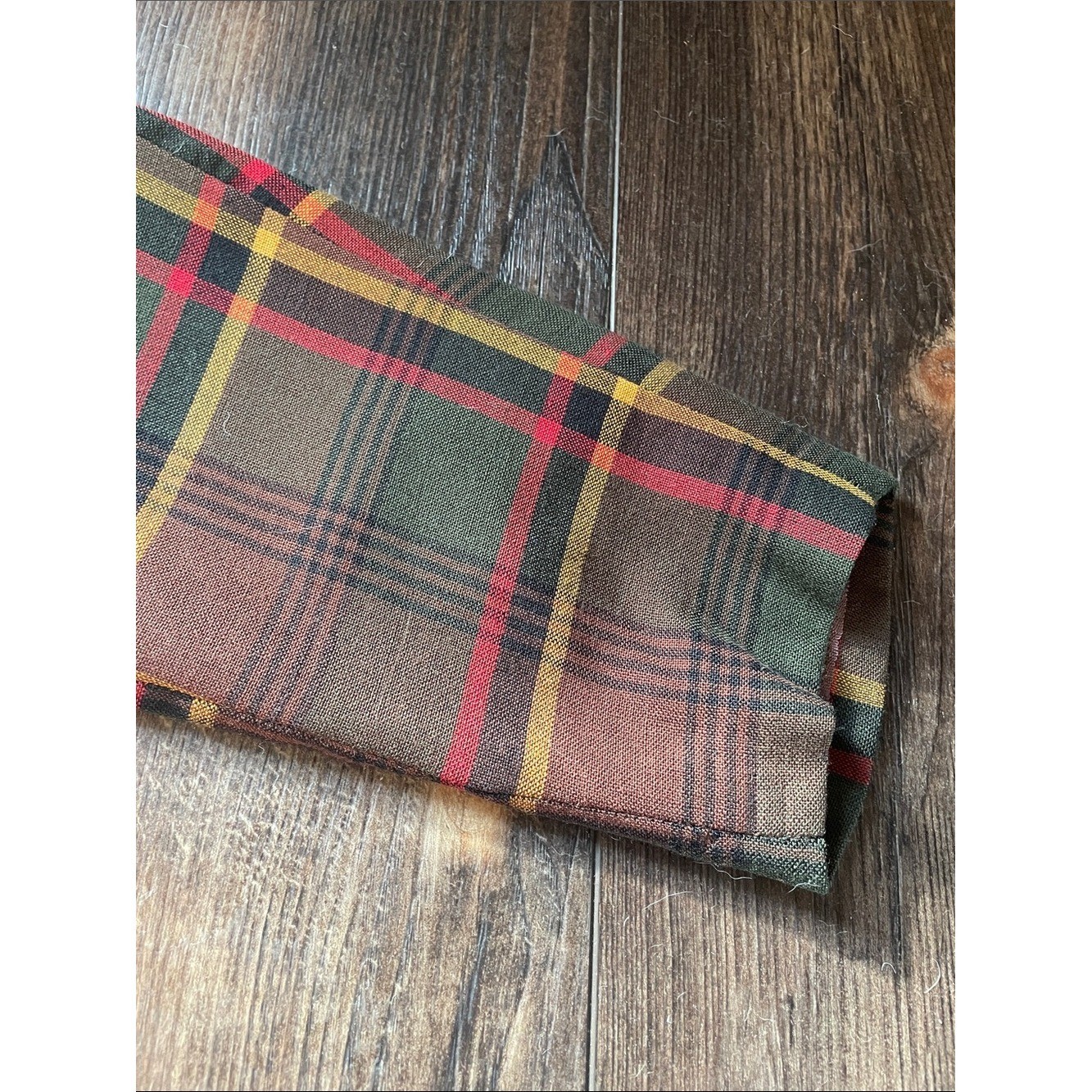 VTG 1950s Jerell Jr NY Brown Plaid Pencil Dress Neck Tie Size XS
