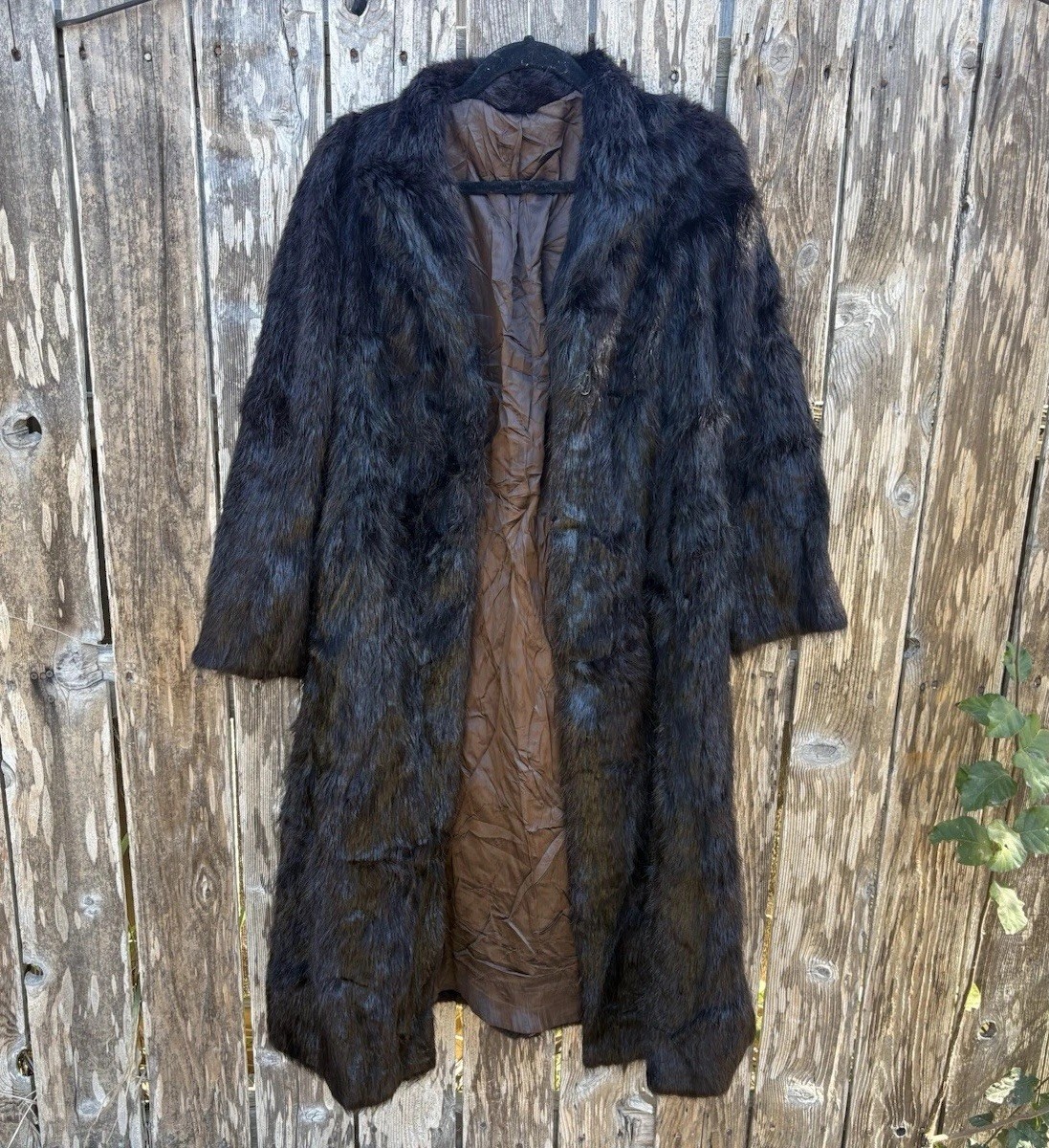 VTG 1940s 1950s Real Long Hair Mink Duster Trench Long Coat MCM Hollywood Shiny