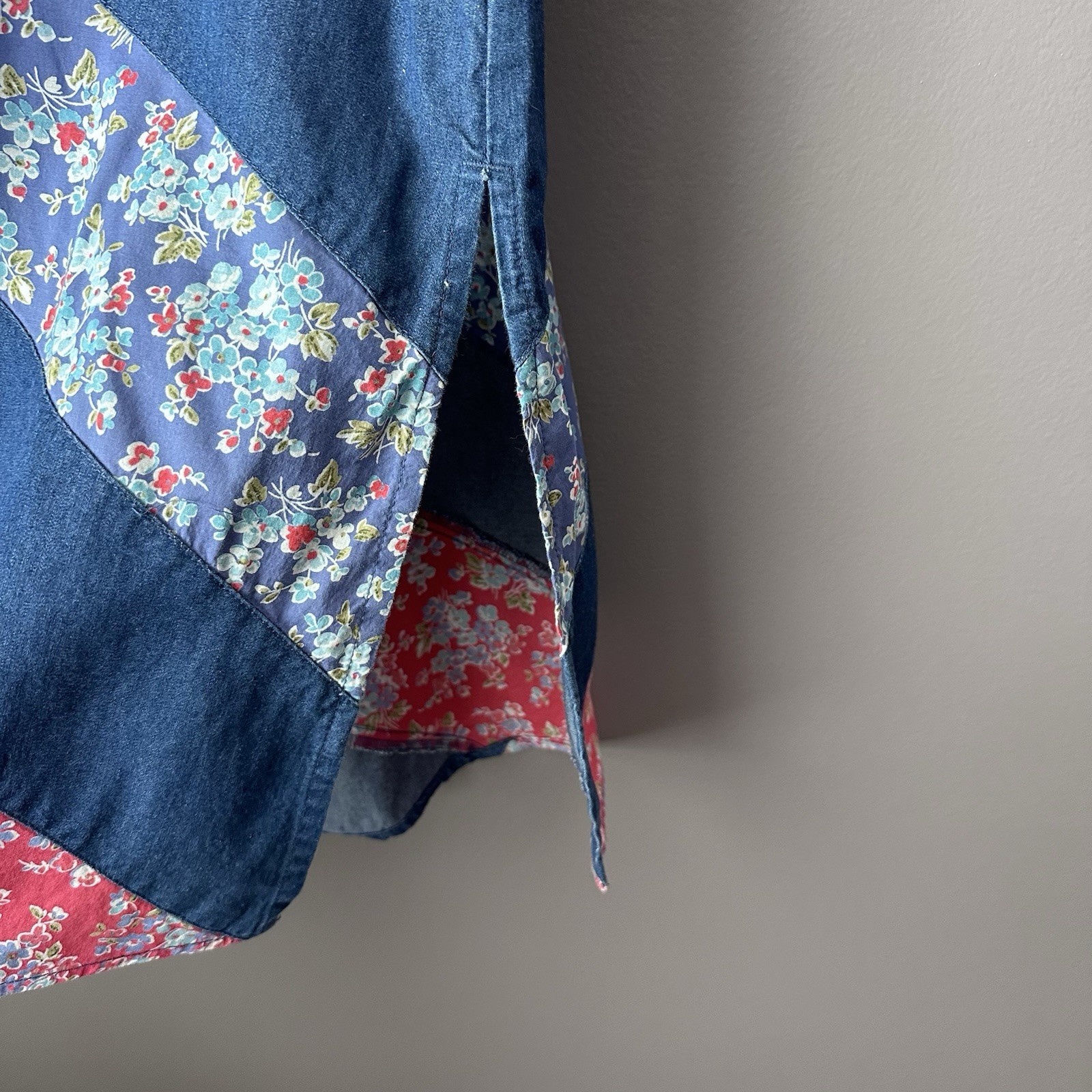 Vintage Crazy Horse Liz Claiborne Patchwork Maxi Skirt Size 14 Floral Cotton