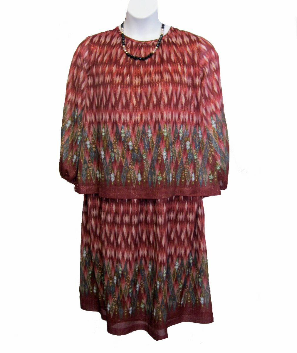 Cocktail Dress Size XL 18 20 Shimmer Diamonds Metallic Vintage Fancy Bust 48″