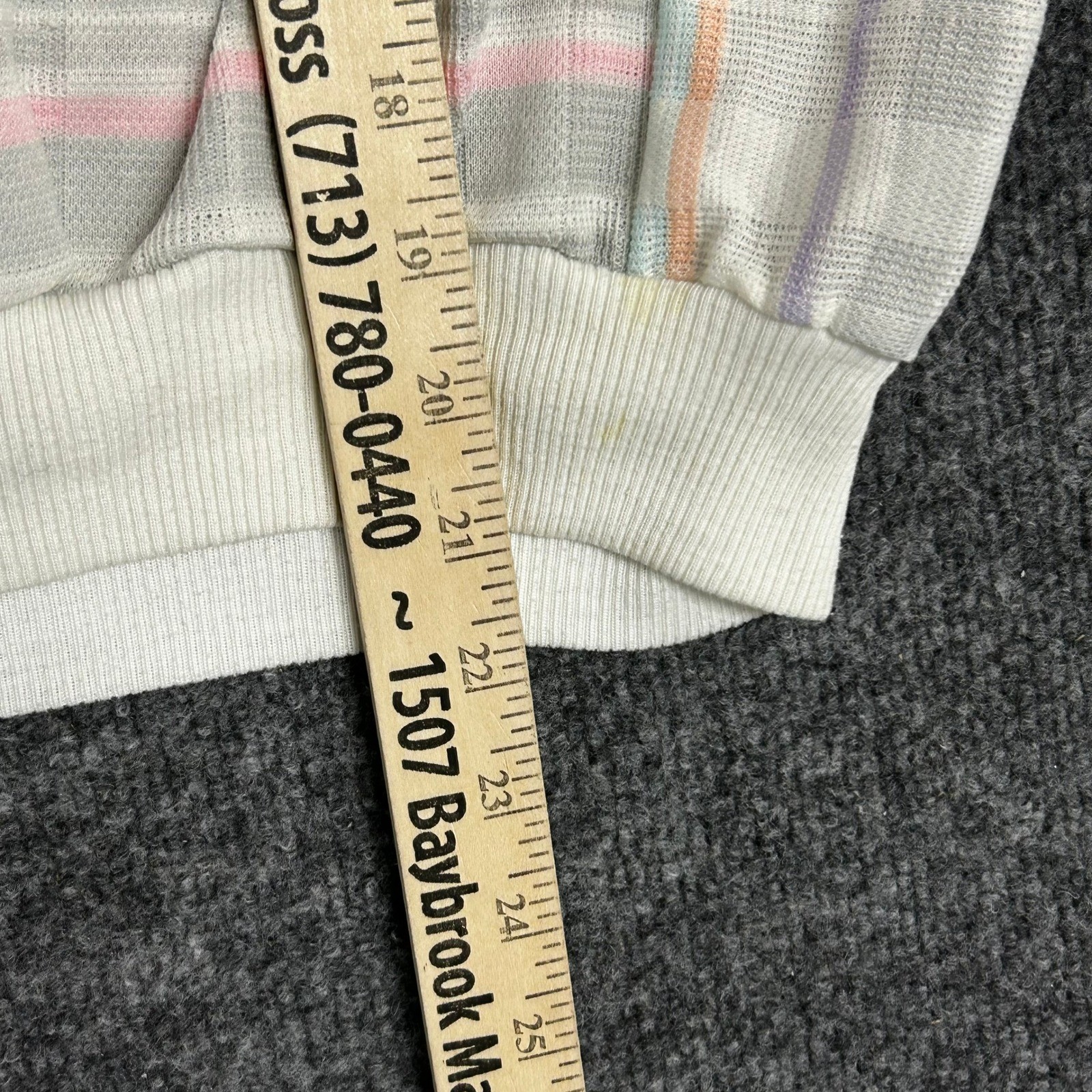 Style Plus Top Womens Size M White Pastel Plaid Dolman Knit Banded Waist Vintage