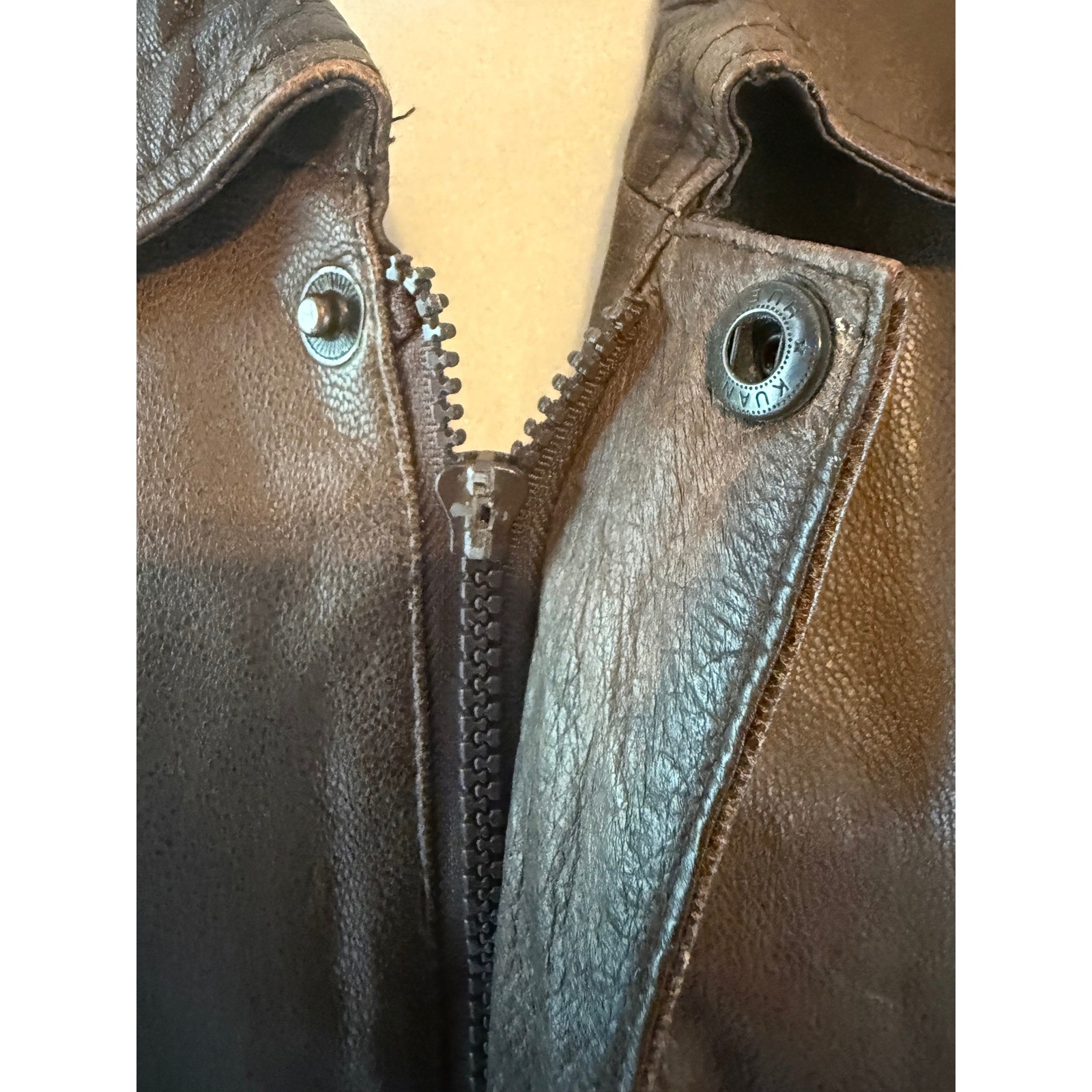 Vintage Distressed Pebbled Leather Bomber Jacket Aviator Flight Moto Coat Medium