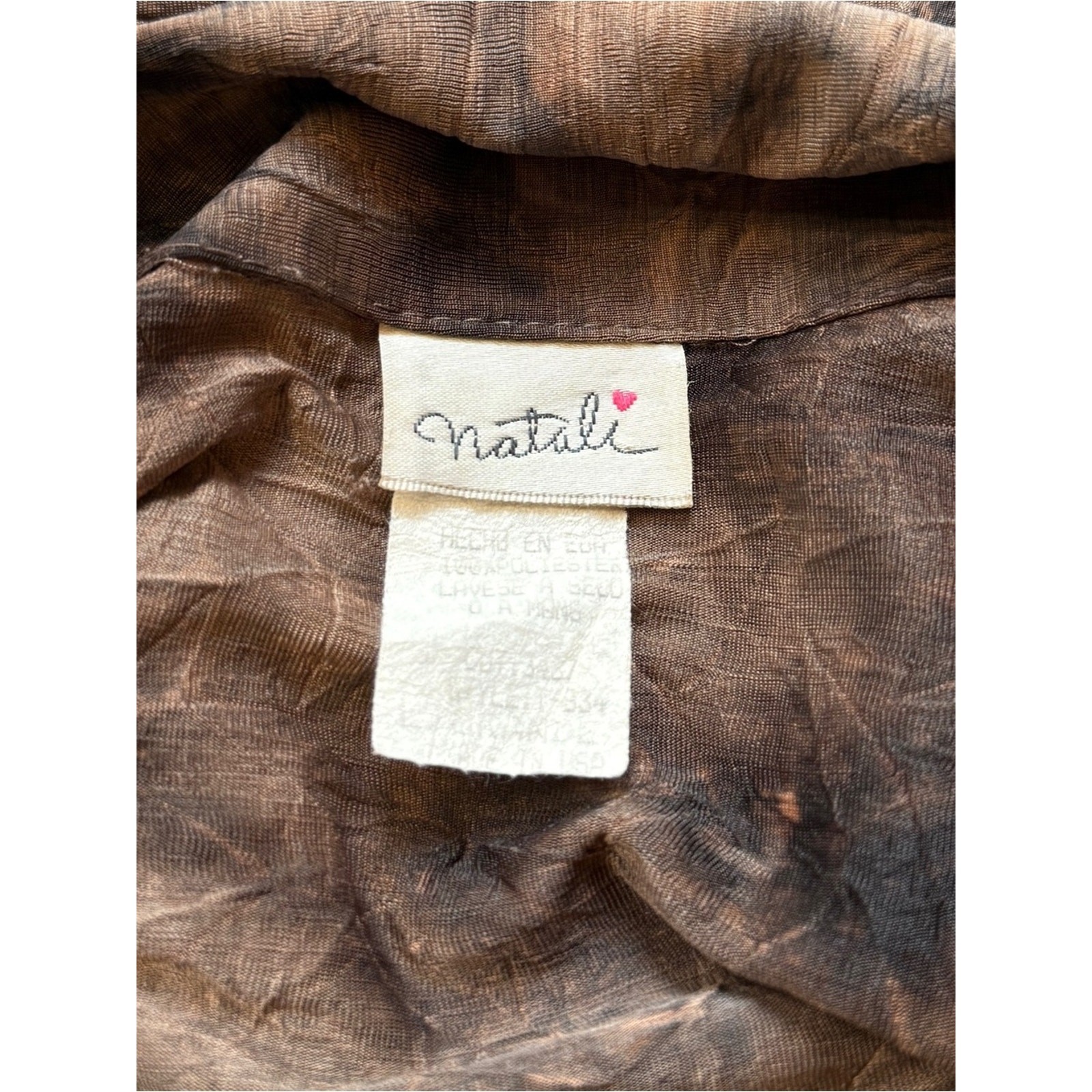 Vintage 90s Tie Dye Button Up Top | Brown Abstract Blouse | Y2K Grunge Fairy | S
