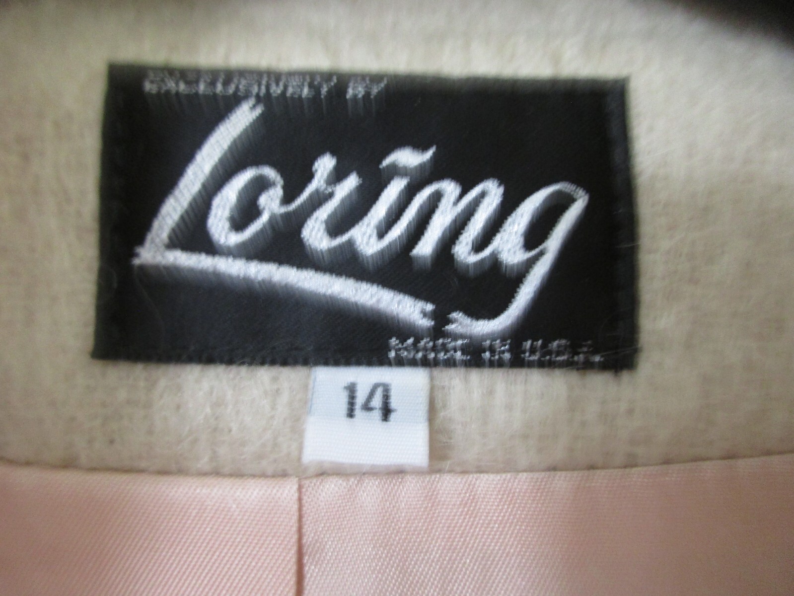 Vintage Loring Mohair Wool Nylon Faux Fur Short Coat Oatmeal Tan Women’s 14 READ