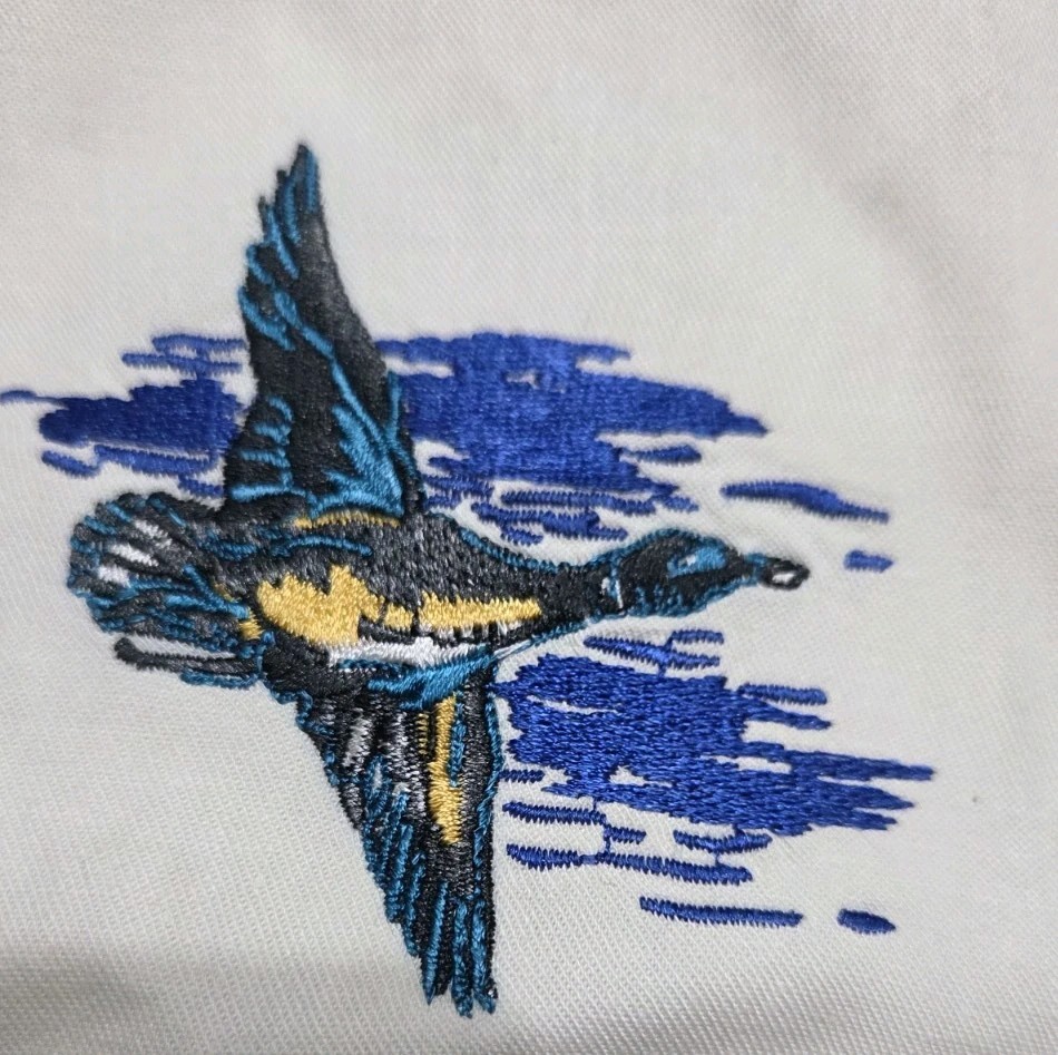 Vintage Architect Cream Shirt Embroidered LS Size Medium Pheasant Geese Bird Dog