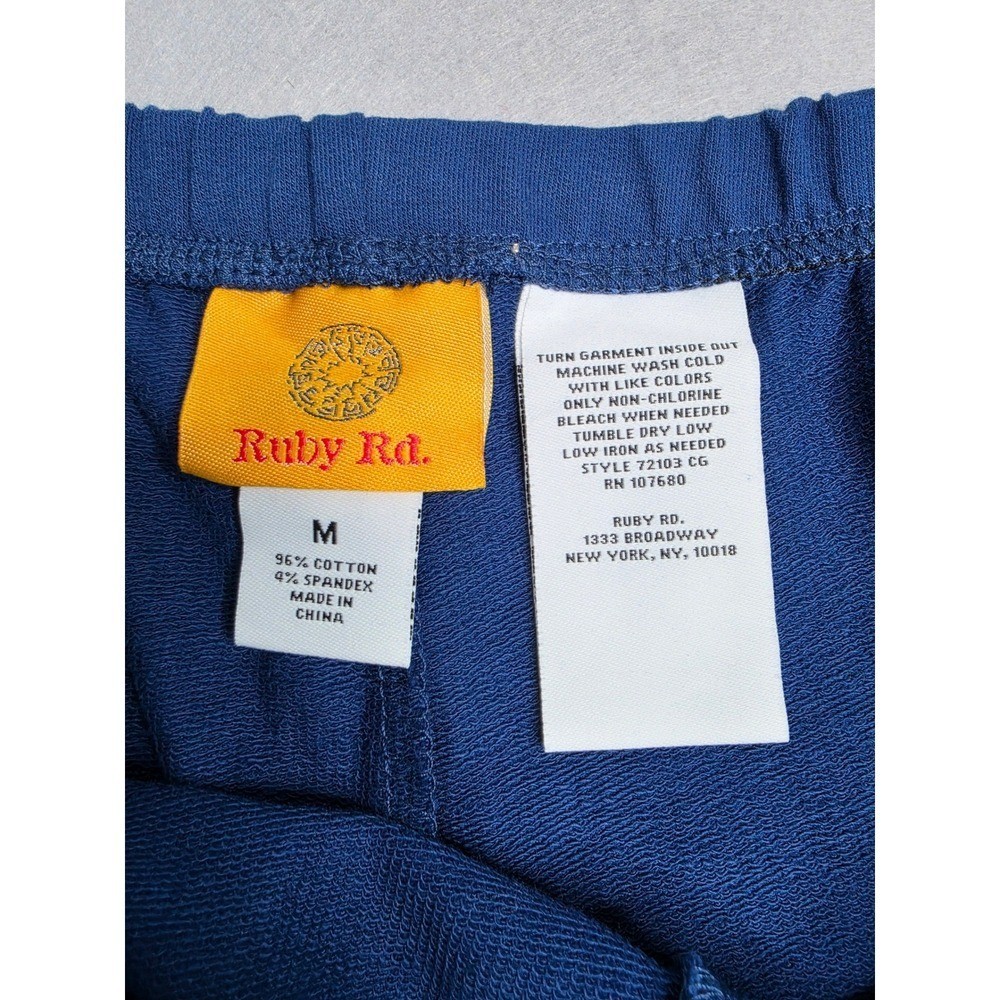 Ruby Rd Ankle Pants Women’s Medium Indigo Blue French Terry Lined Wide Leg NWT