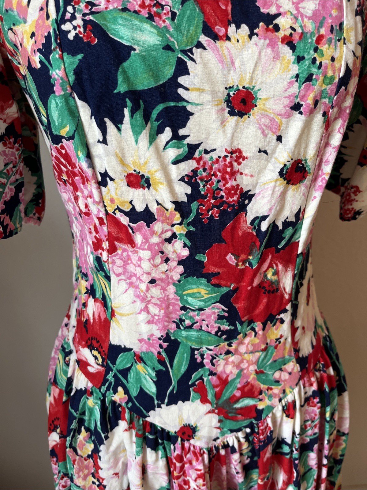 Vintage Country Romance Dress Size 6/8 Floral Prairie Cottage Core 80s USA