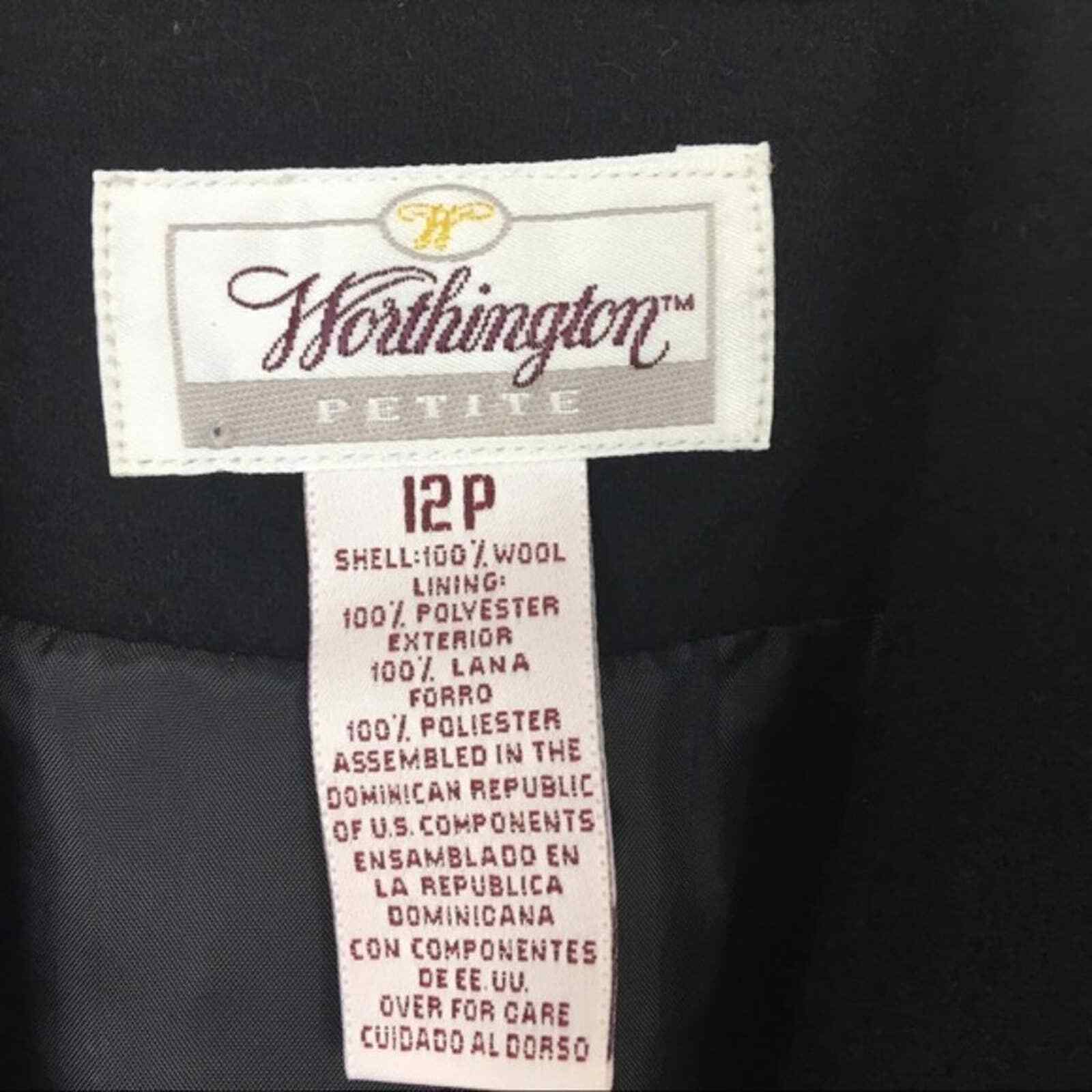 Career Blazer Worthington Womens Size 12 P Black Long Sleeve Collared Vintage
