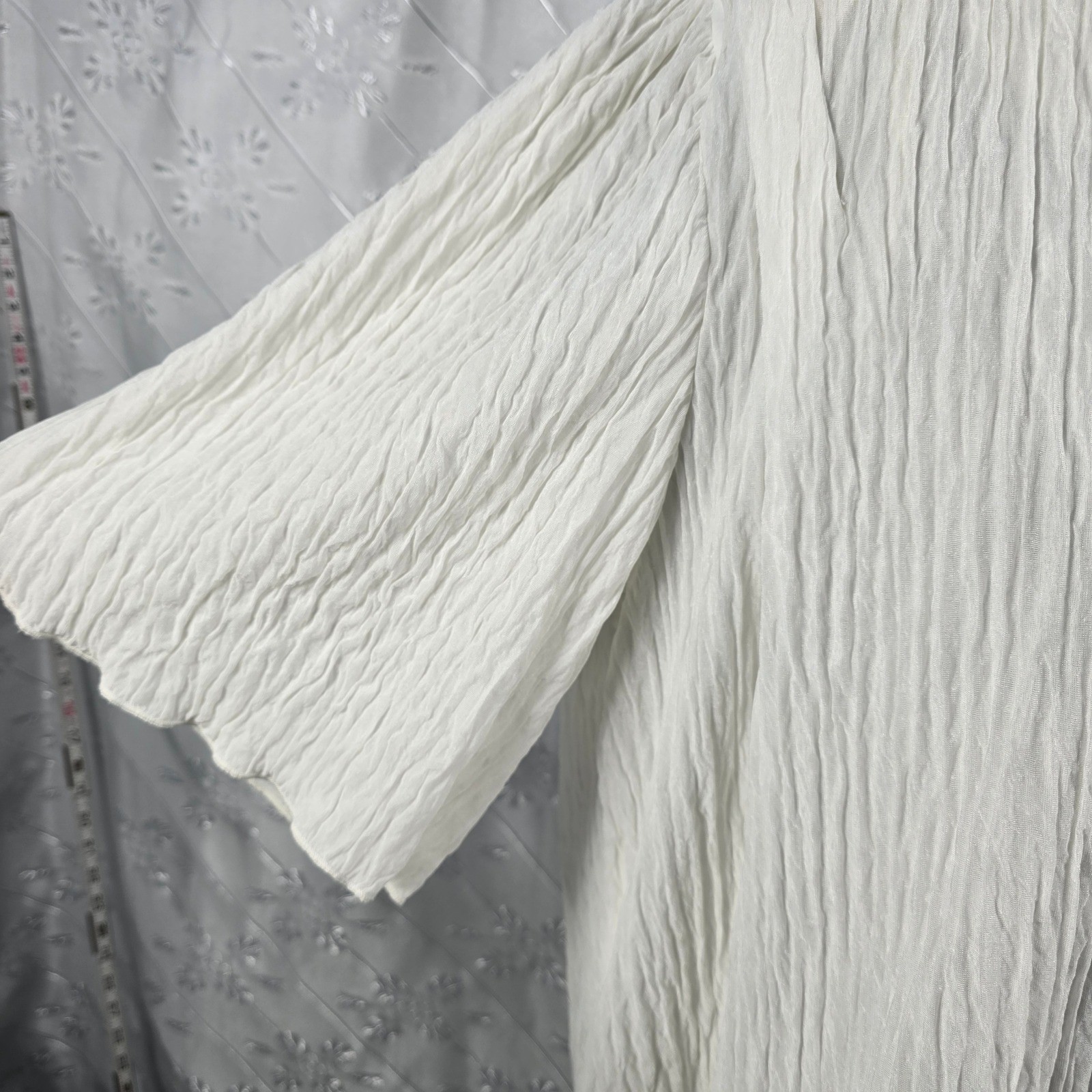 Vintage Riccardo e Barone White Crinkle Textured Dress Woman Plus Size 20.5 USA