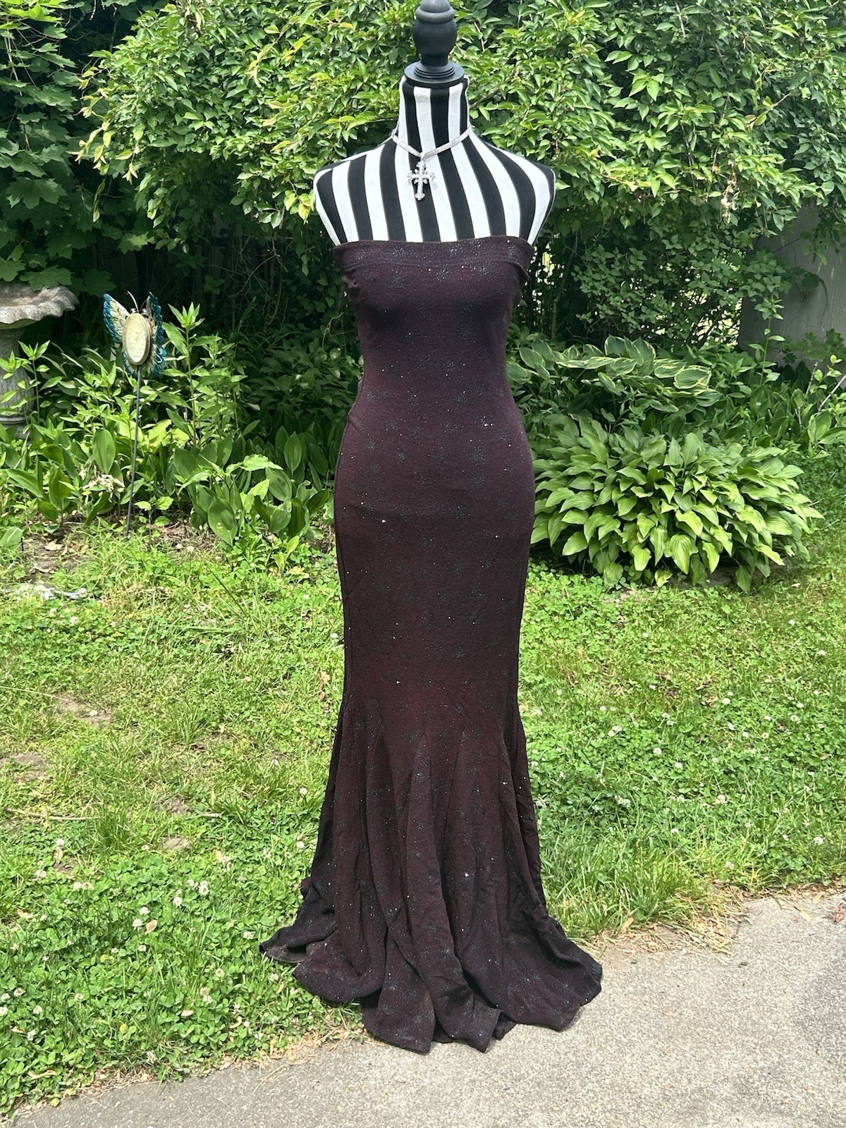Vintage Cache Dress Black Sparkly Maxi Formal Dress Size 5/6