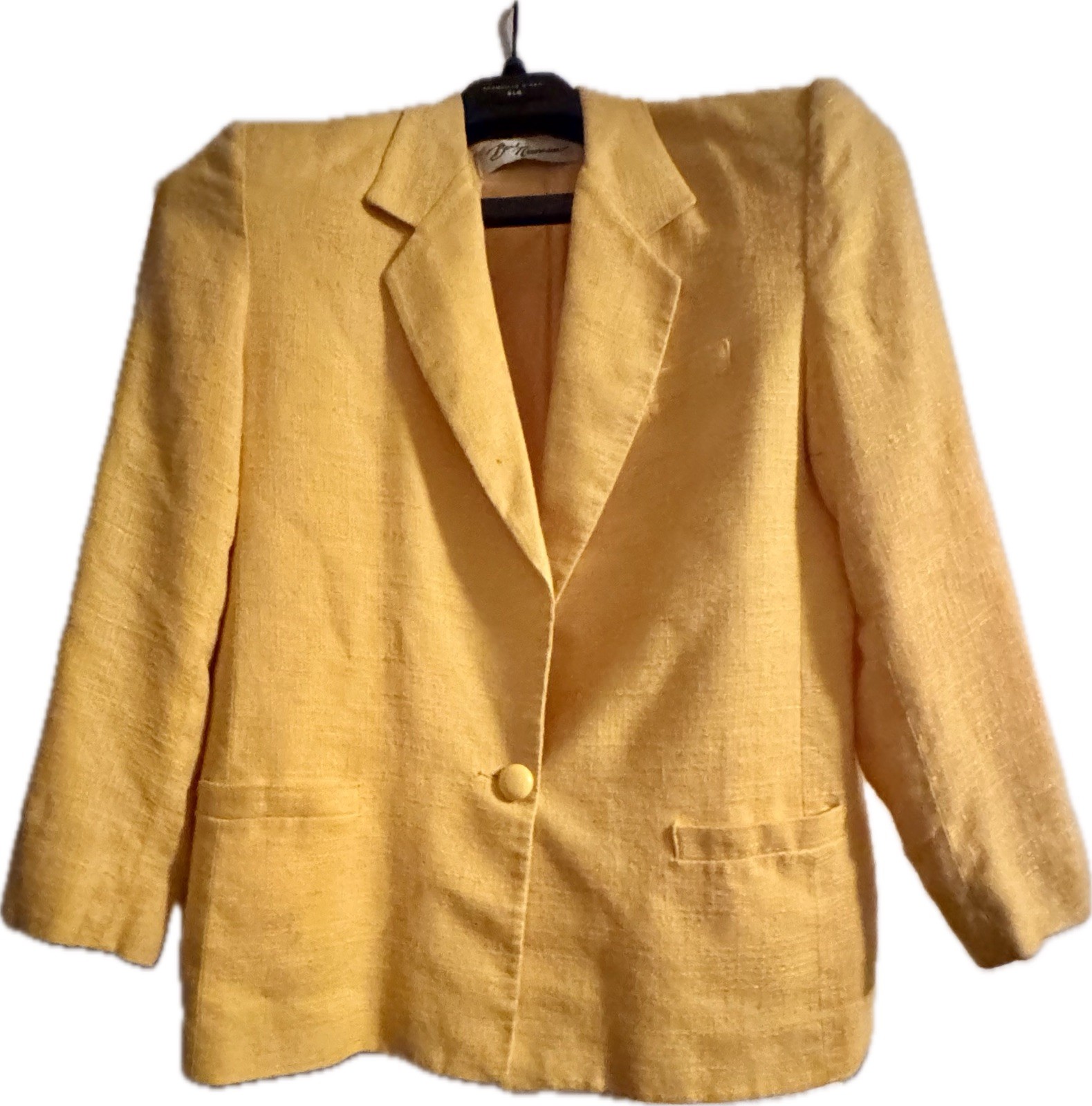 Bert Newman Yellow Button Long Sleeve Dress Shirt Size 14 Vintage USA Made