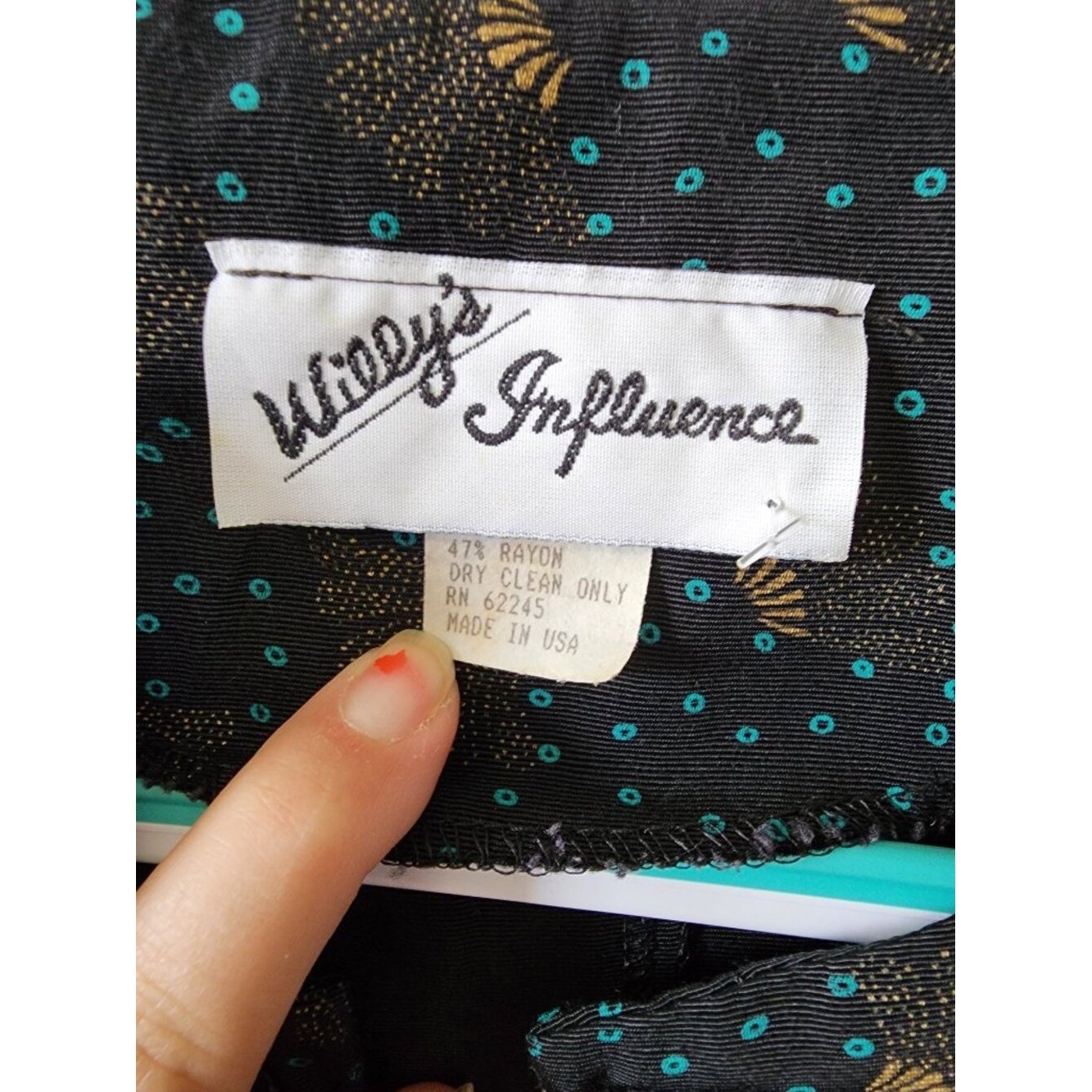 Vintage Willy’s Influence Black Teal Gold Sheer-Sleeve Blouse Jacket