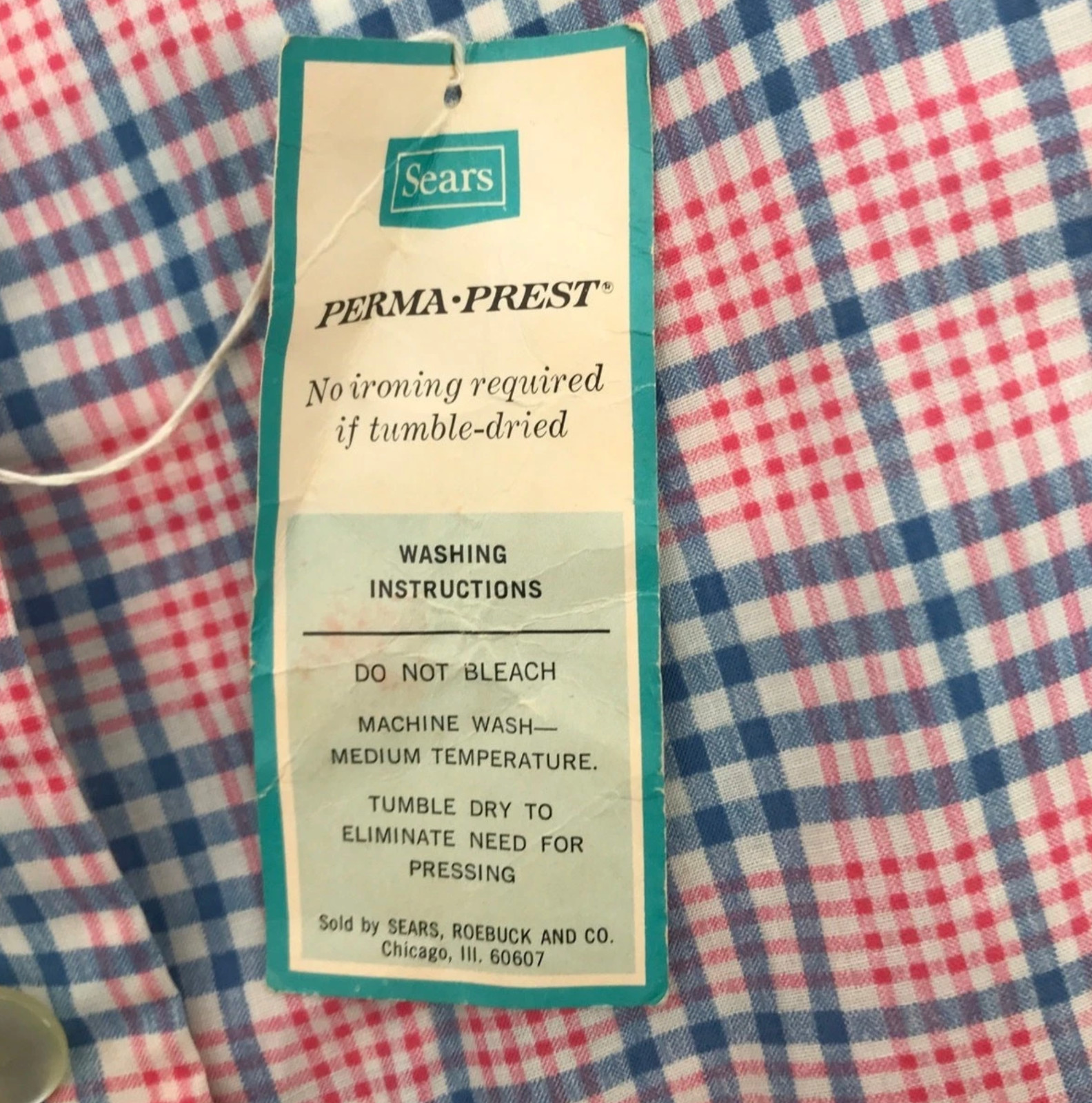 Sears Vintage Perma Prest Plaid Sleeveless Double Brest Dress 10 Original Tags