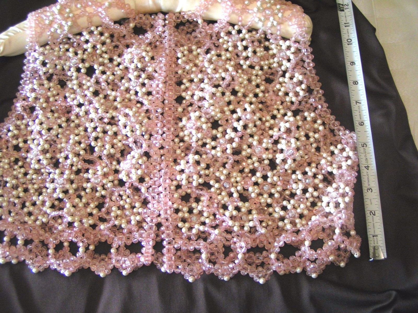 Rare Pearl Pink & White Beaded Vest Topper Party Top Vest Size Small Orig. Owner