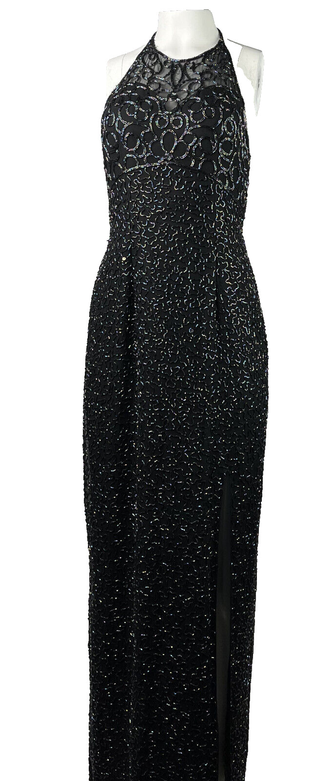 Vtg ANDRETTA DONATELLO US Women’s M 8 Black Beaded Silk Dress Evening Party