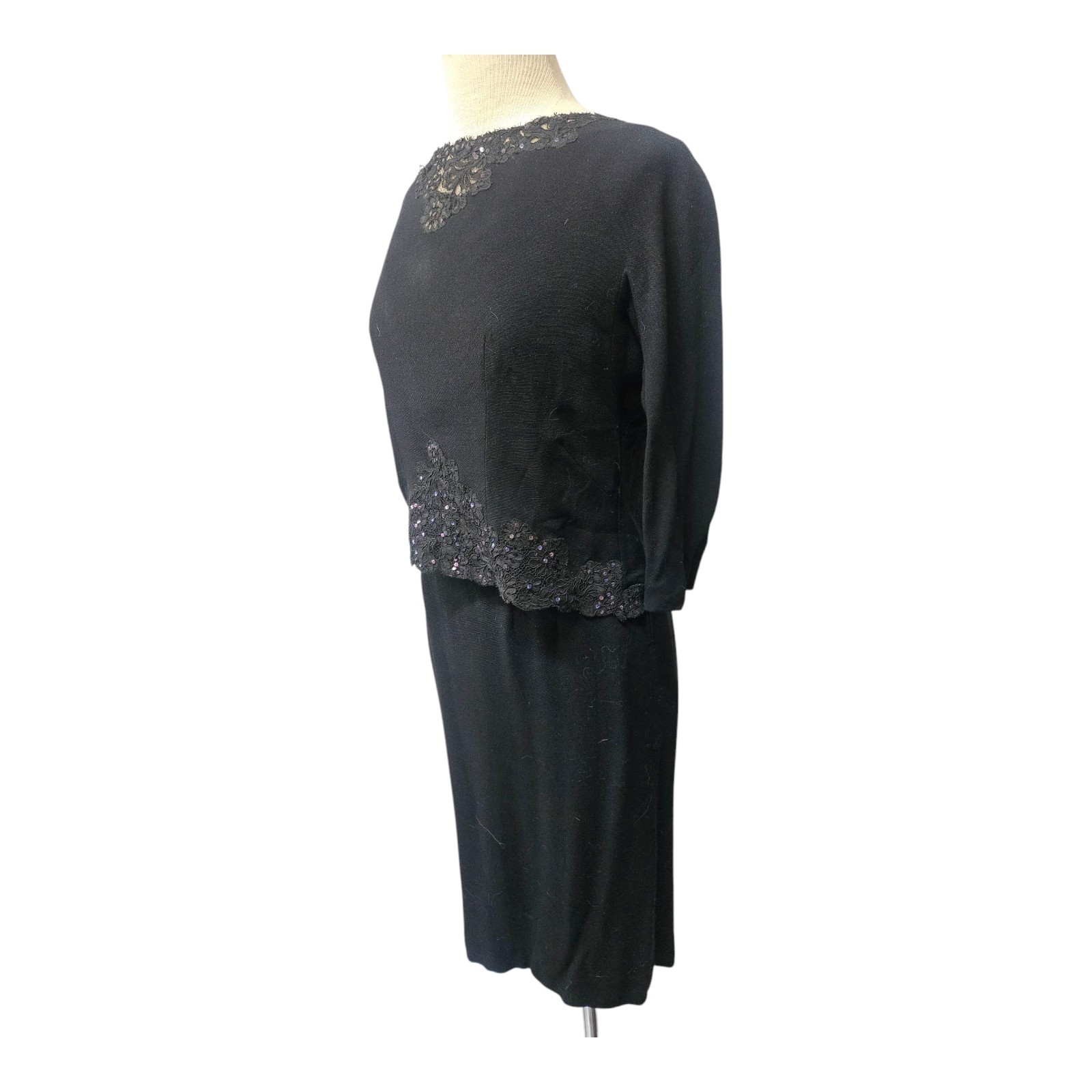 Antique 1920’s 30s Black 2 Piece Shift Dress & Jacket Flapper Style S/M