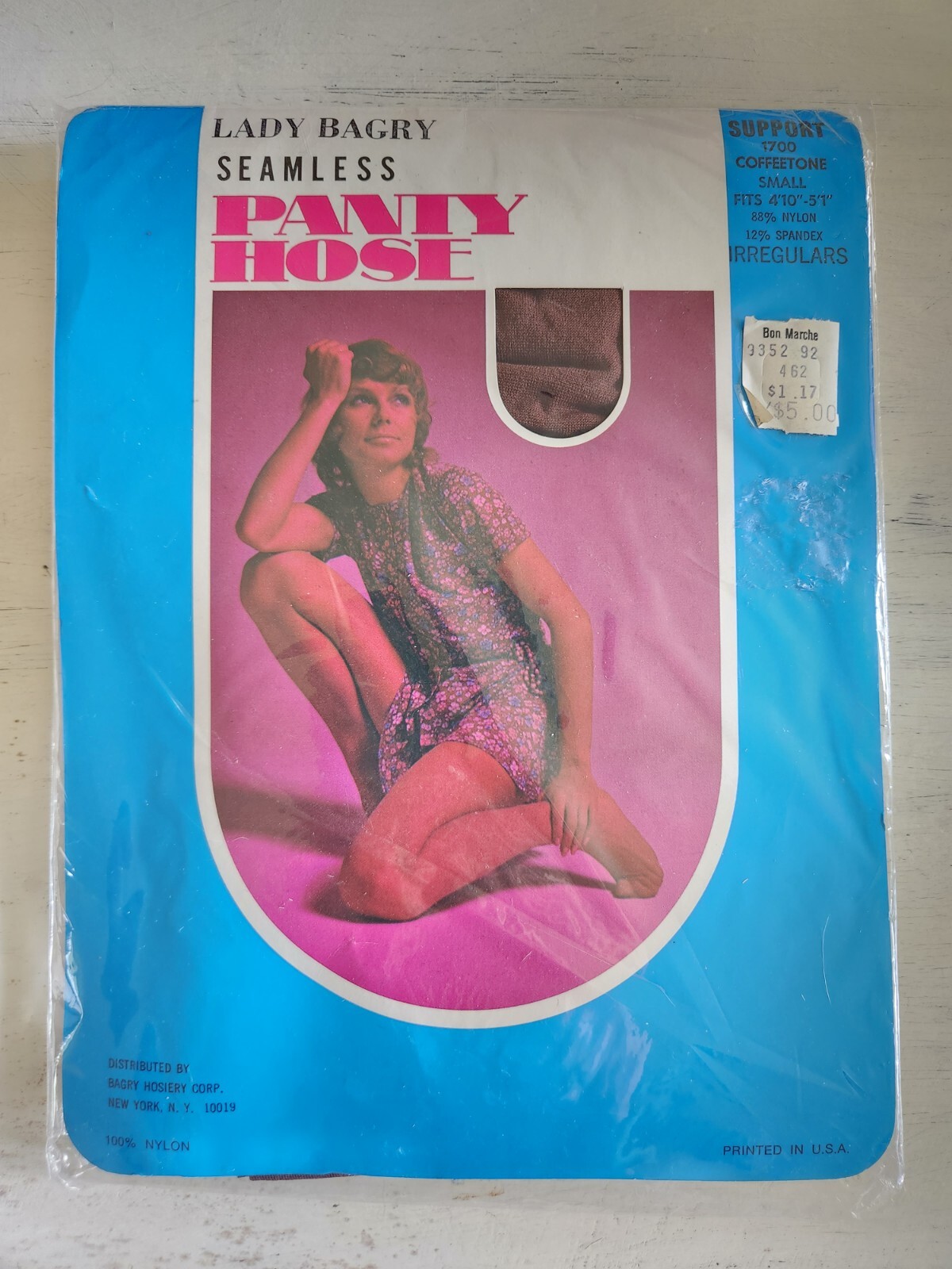 Vintage Lady Bagry Hosiery Seamless Panty Hose 1700 Coffeetone Small Irregulars