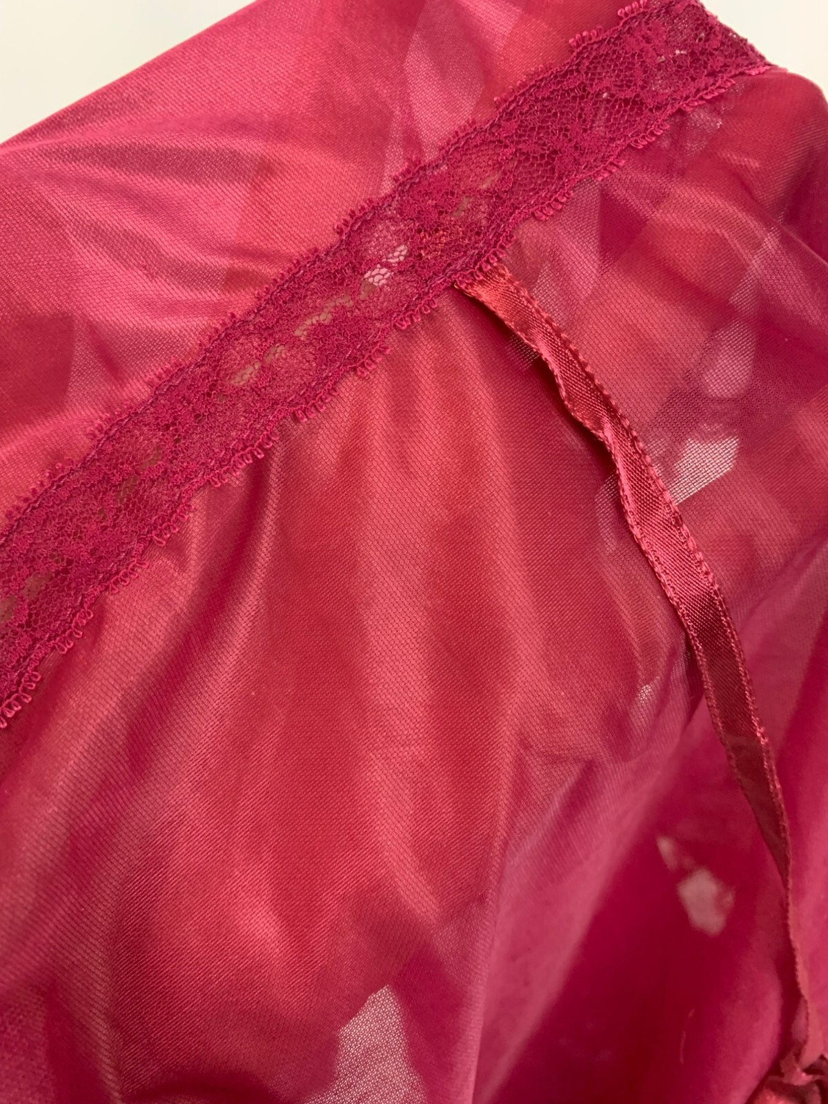 Coquette VTG OLGA 1980s Sheer Magenta Lace Teddy Lingerie Size M Style 1150